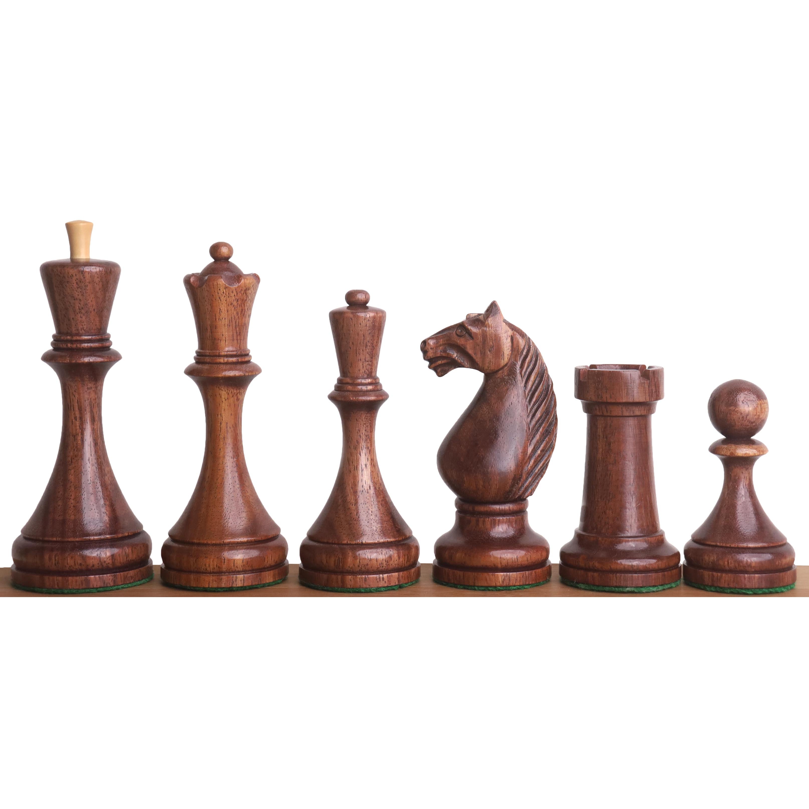 Golden Rosewood chessmen sized for 55 to 60 mm squares