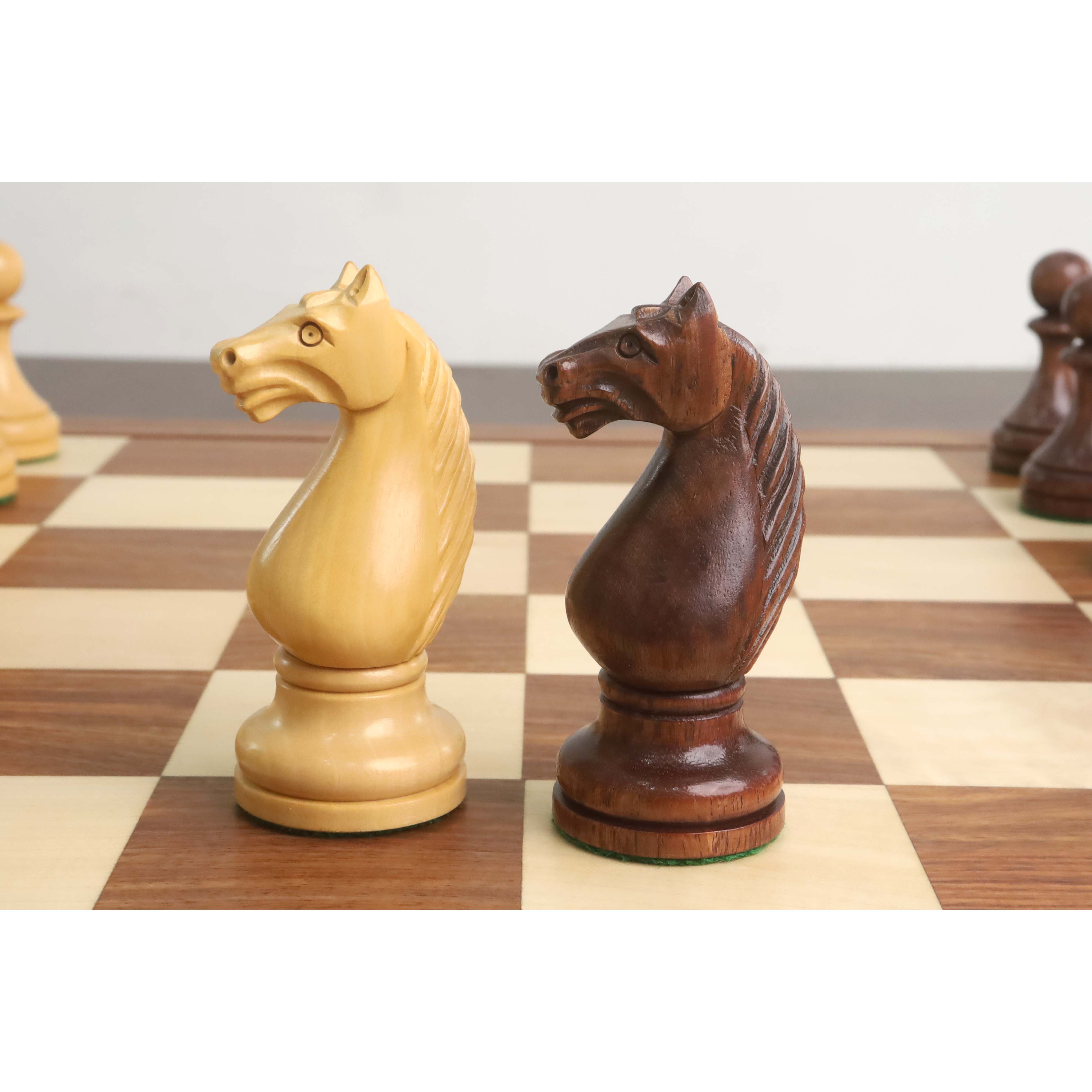 Golden rosewood Botvinnik Flohr-II knight in close up