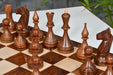 Knight carving detail on the 1961 Soviet Baku chess set in sheesham and boxwood and 48cm board