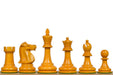 1972 Fischer Spassky chess pieces in ebonised and antique boxwood, 96mm king