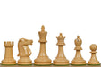 Ebonised and natural boxwood Staunton chess pieces, Fischer Spassky reproduction