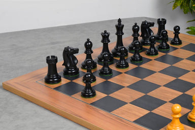 1972 Fischer Spassky chess set, ebonised and antiqued boxwood, hand carved in India