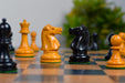 1972 Fischer Spassky chess set, 96mm king, Ebonised finish with its board