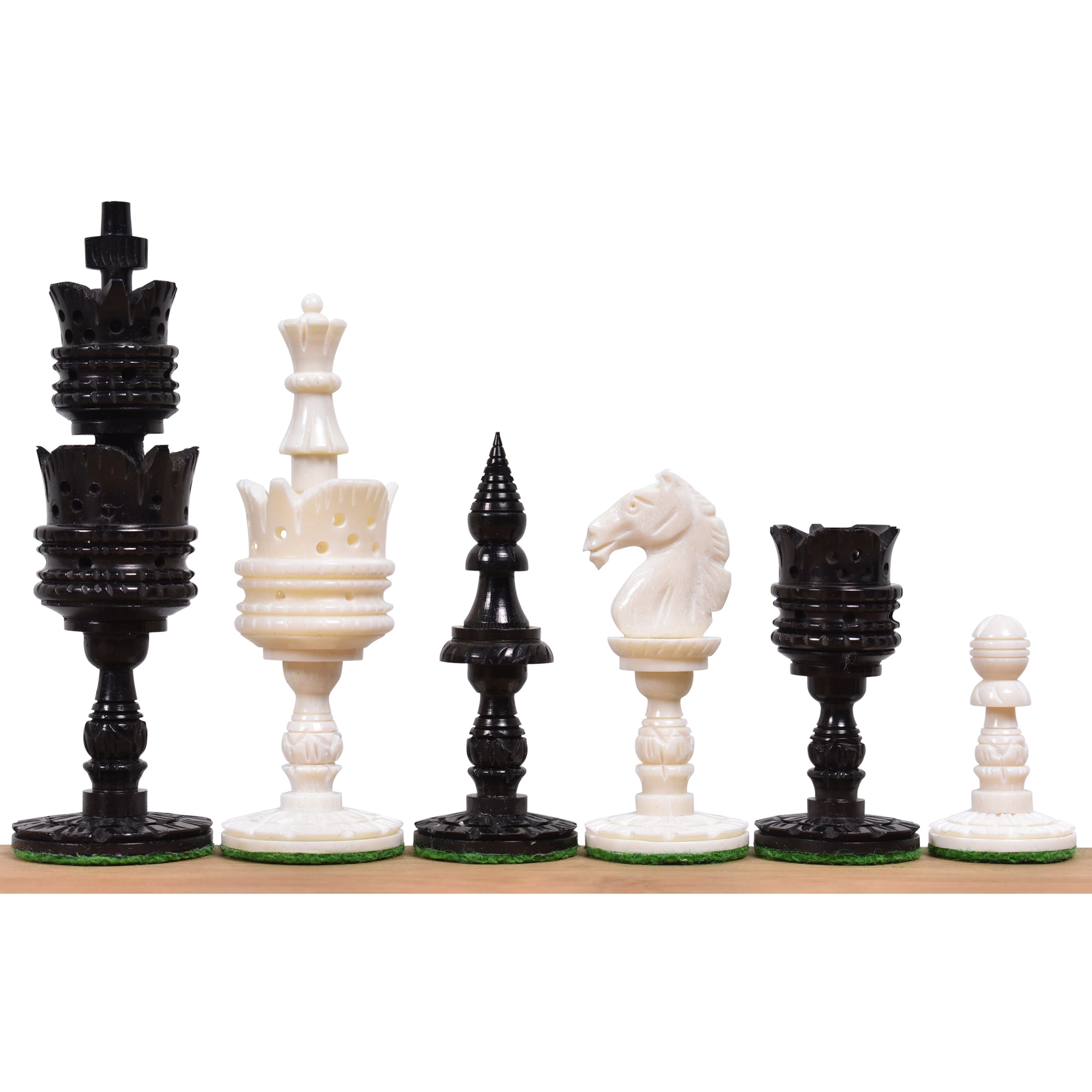 Lotus Series Hand Carved Camel Bone 103mm Chess Pieces