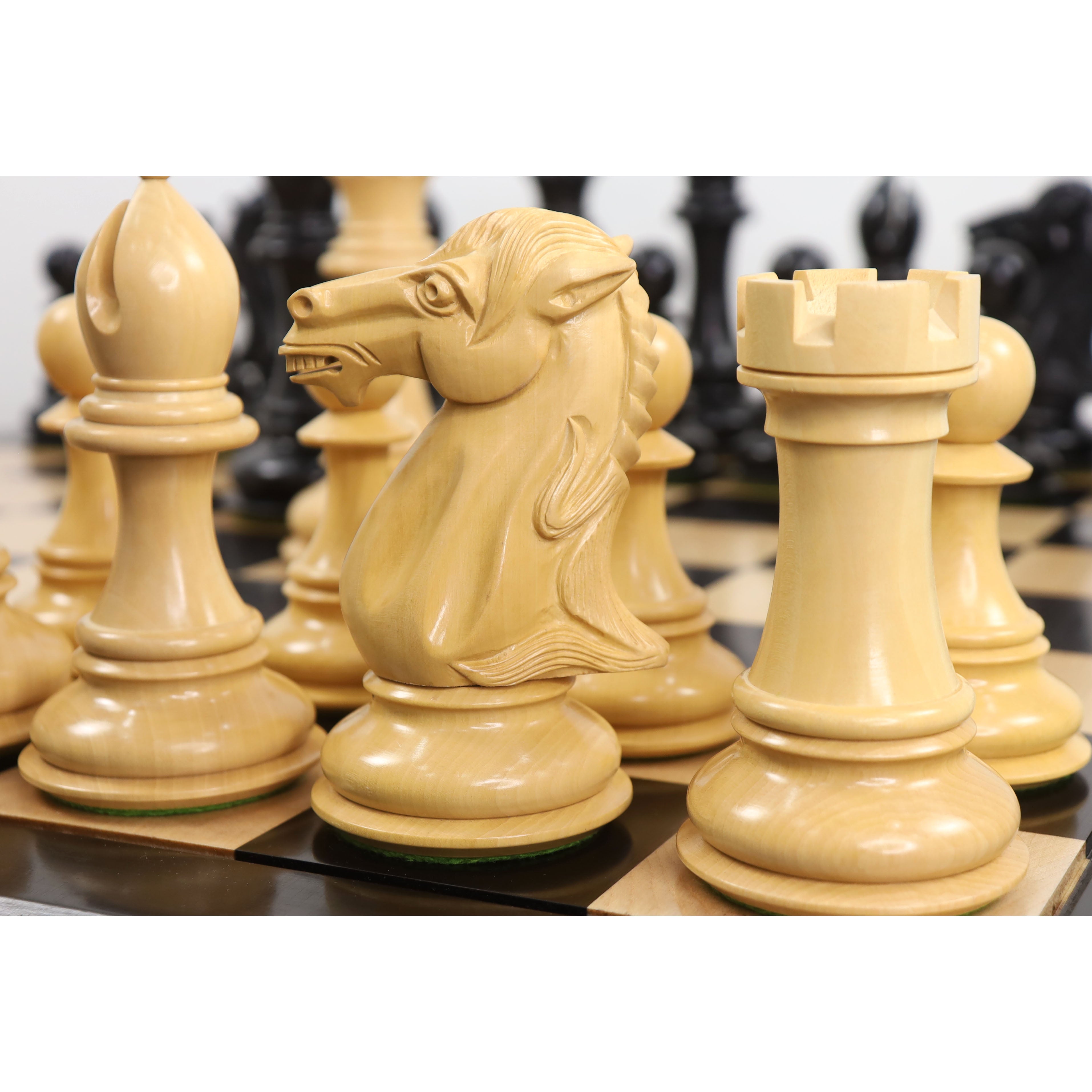 Mammoth Staunton chess pieces in bud rosewood, 156mm king