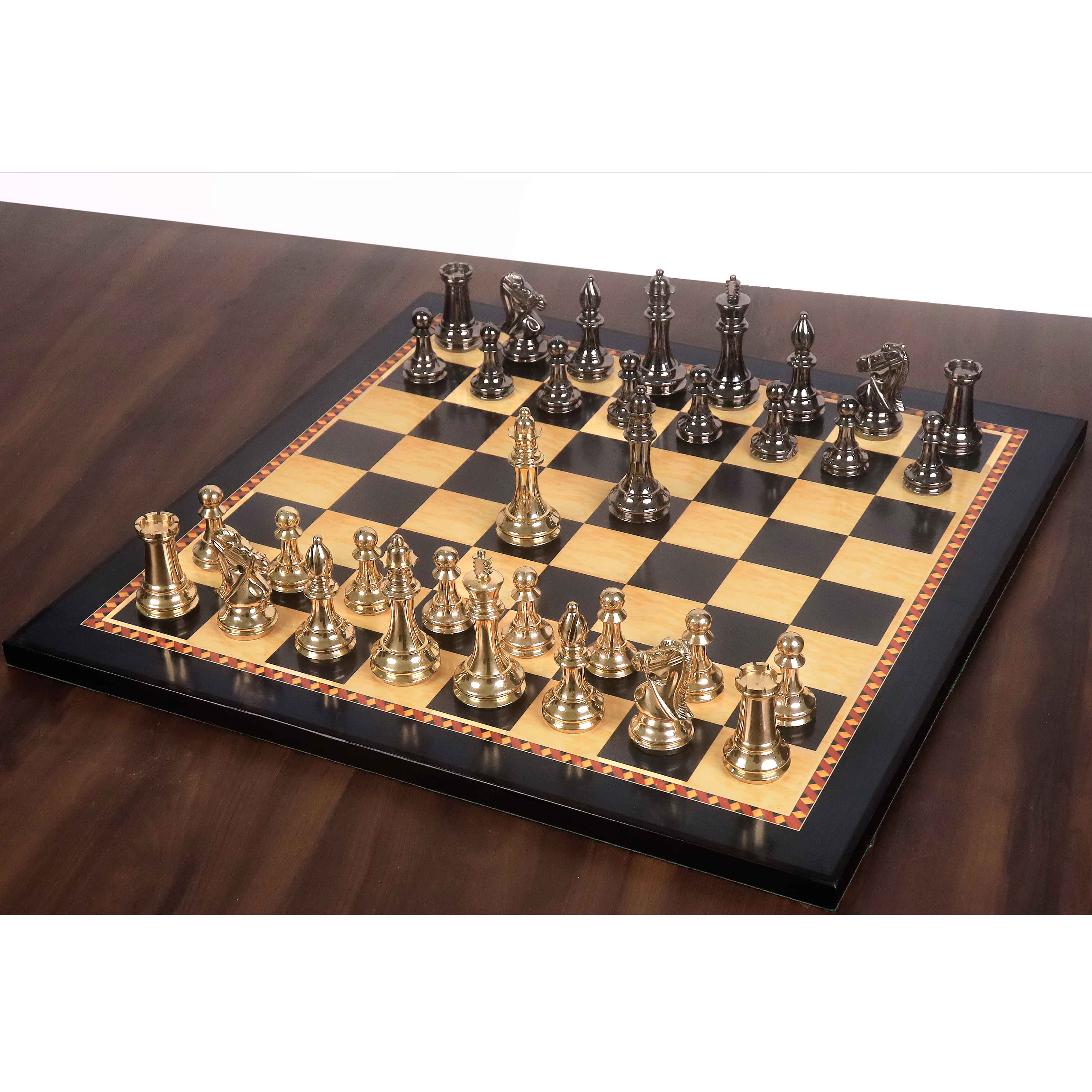 Metallic Gold and Grey chessmen, 99mm king on a 42mm base