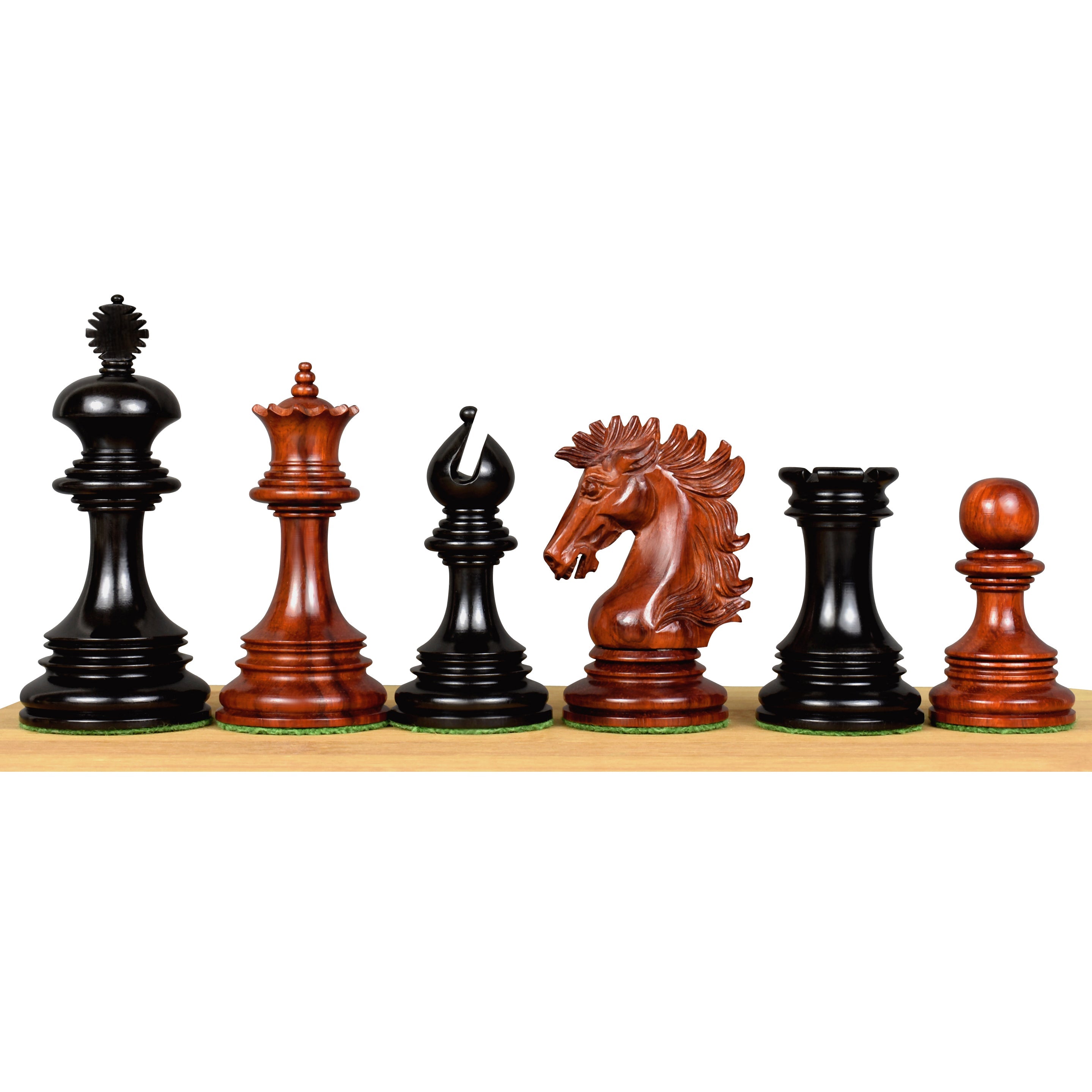 Ebony and bud rosewood Alexandria Staunton chessmen