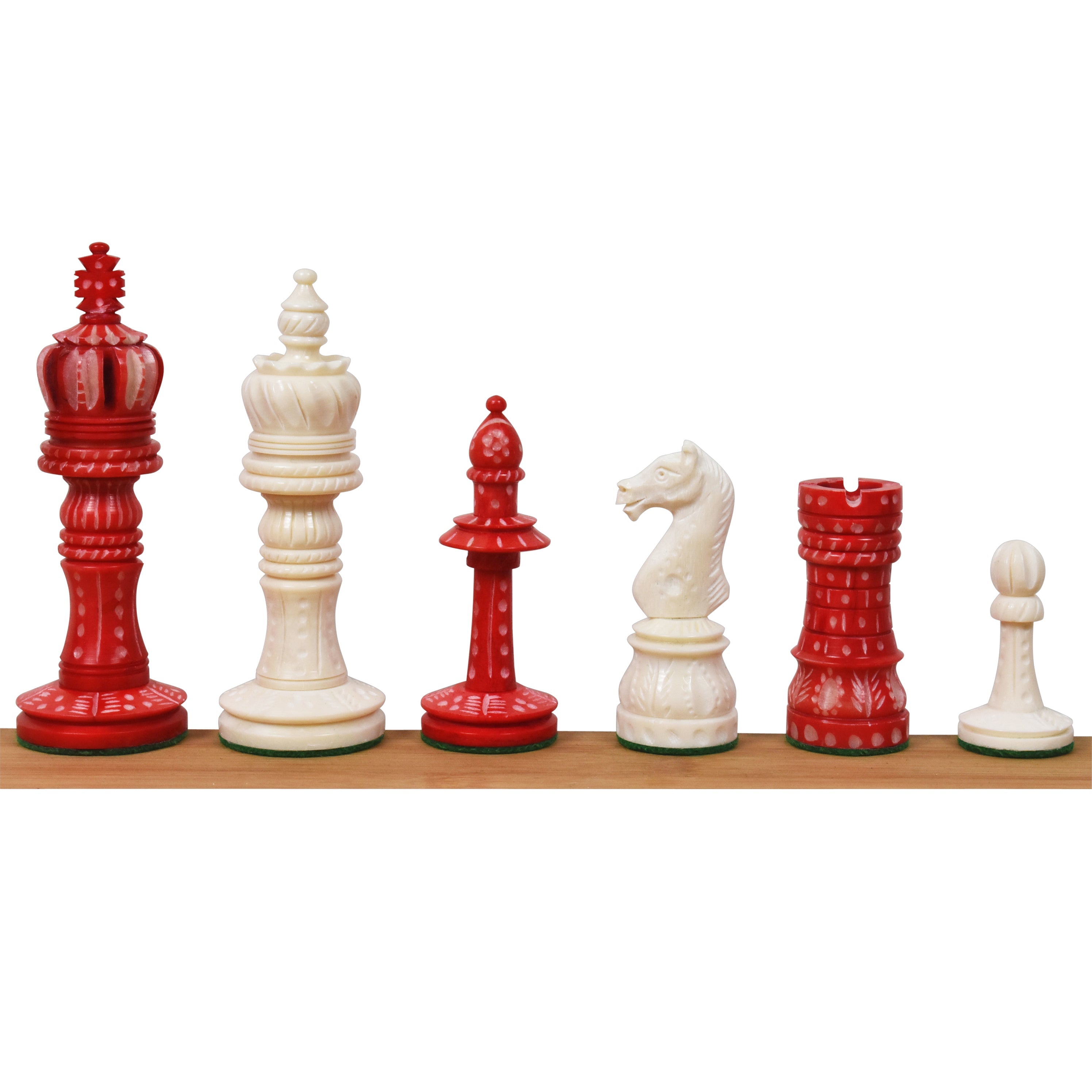 New English Hand Carved Camel Bone 104mm Chess Pieces