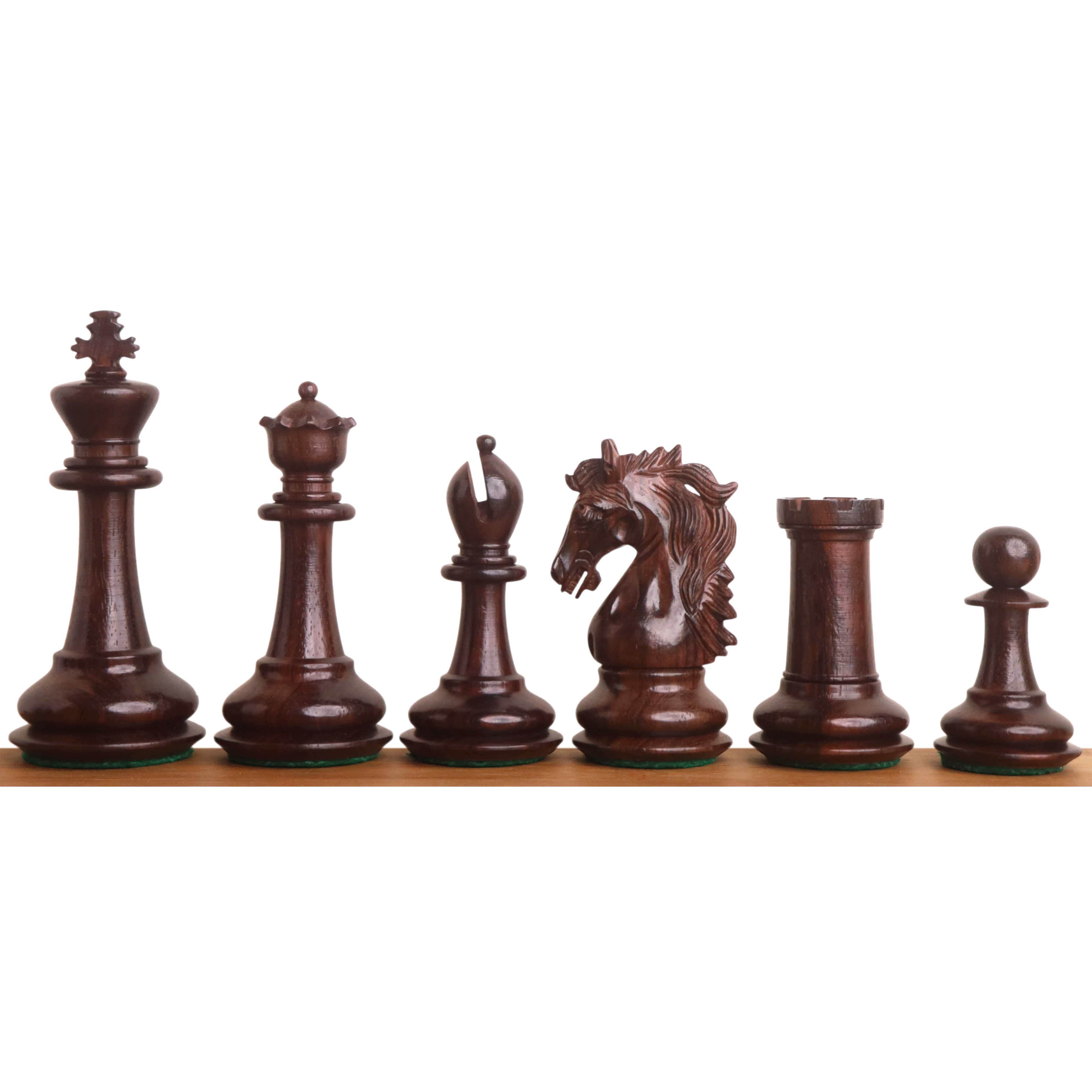 100mm king and matching chessmen in Rose Wood and Boxwood