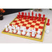 Red Lacquered Boxwood and White Lacquered Boxwood chessmen, 108mm king