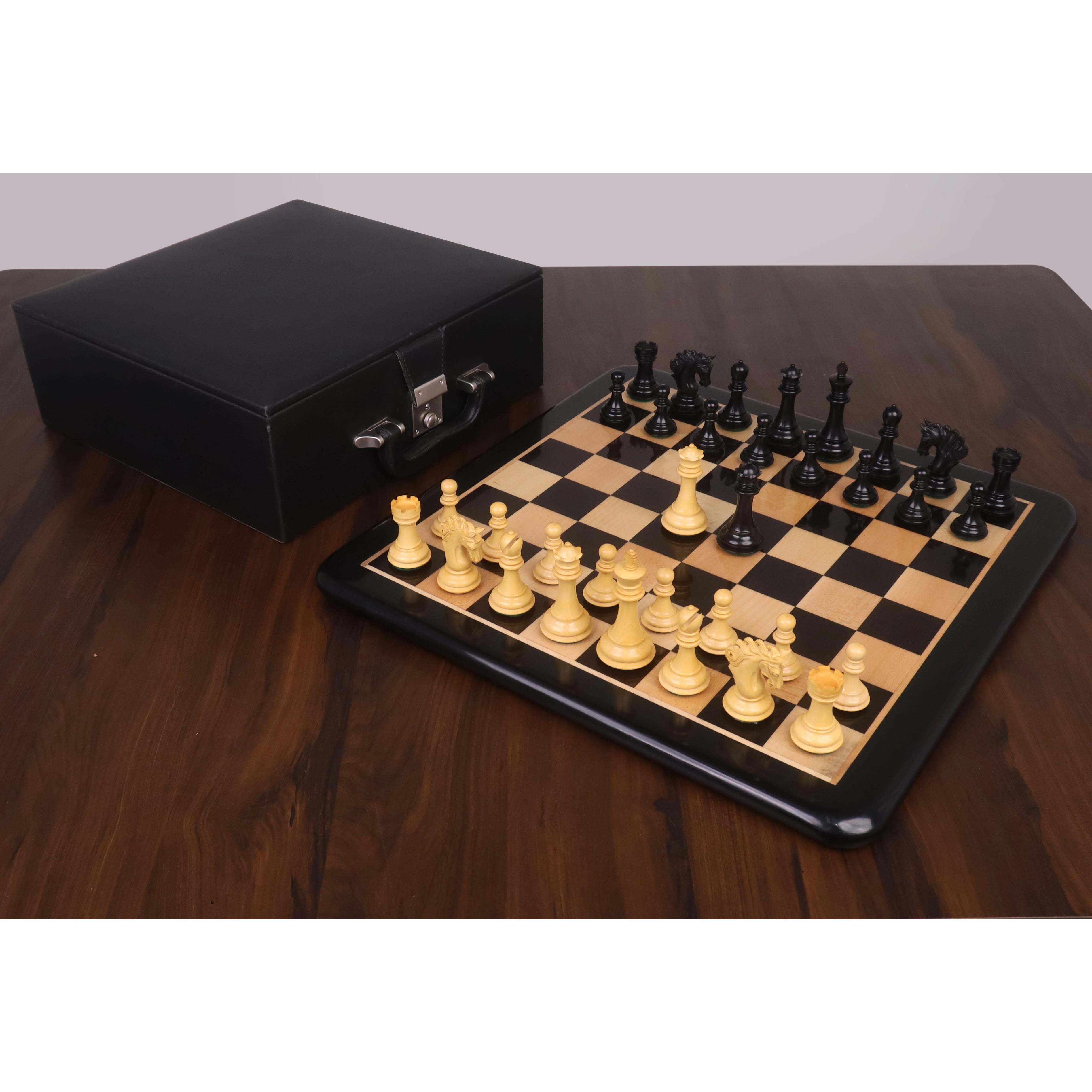 Ebony and Boxwood chessmen, 84mm king