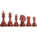 Tilted Knight Staunton chess pieces in bud rosewood, 109mm king