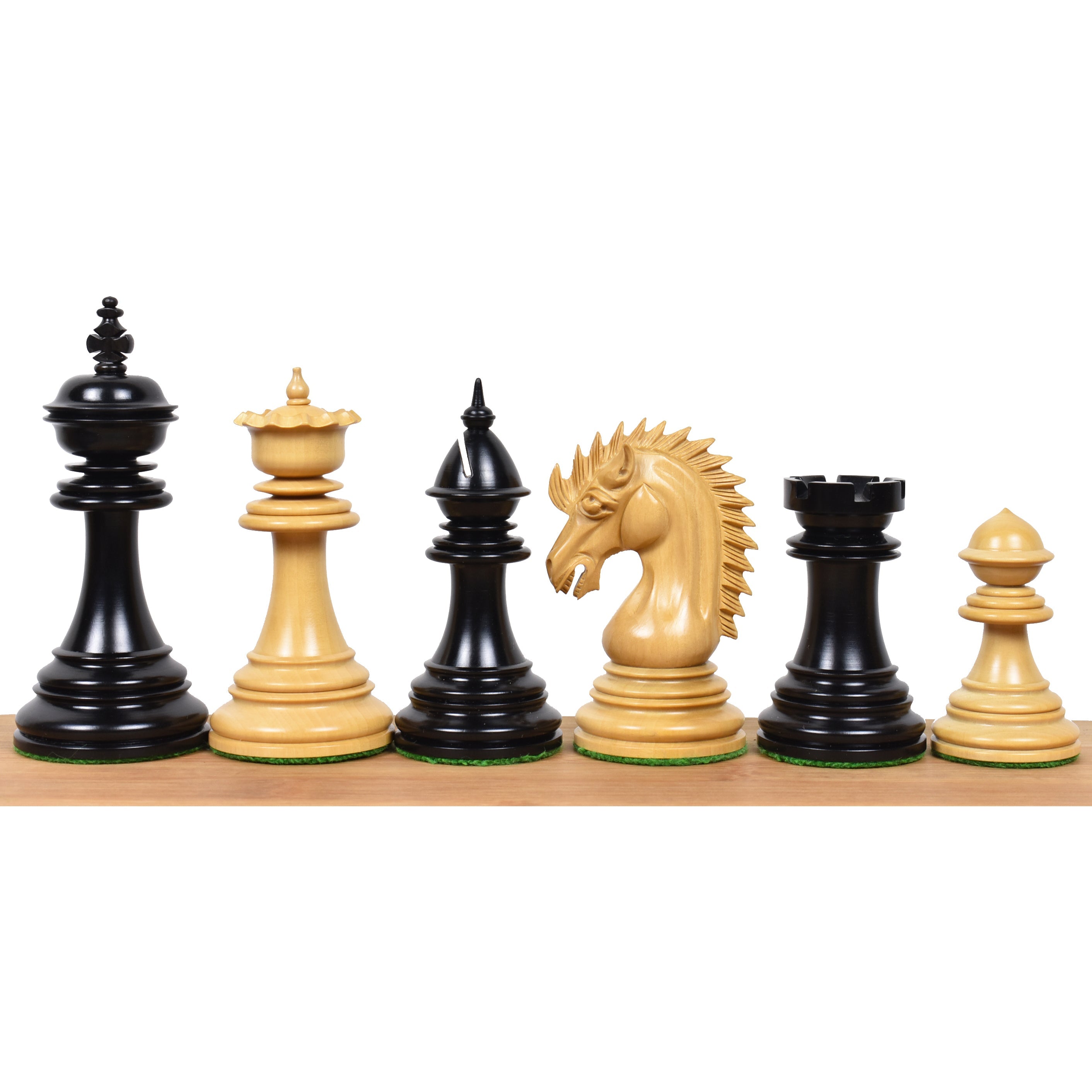 Ebony and boxwood Dragon Staunton chessmen