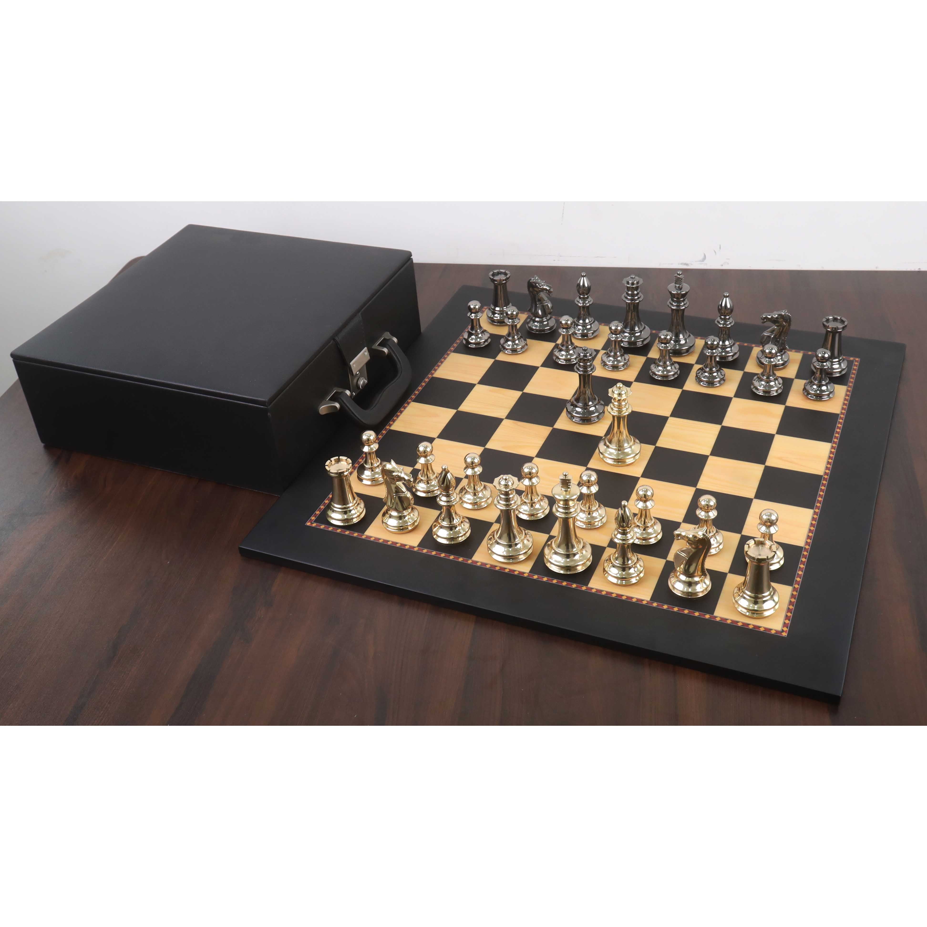 Metallic Gold and Grey chessmen, 100mm king on a 43mm base