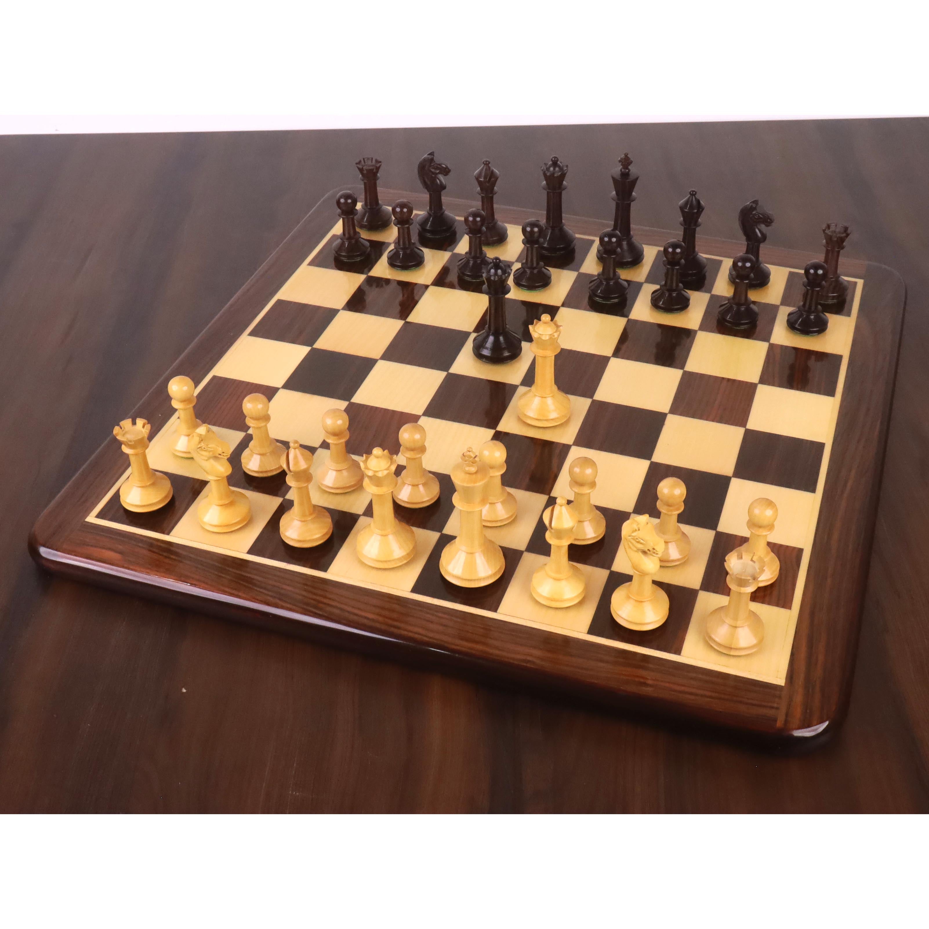 Rosewood and Boxwood chessmen, 88mm king