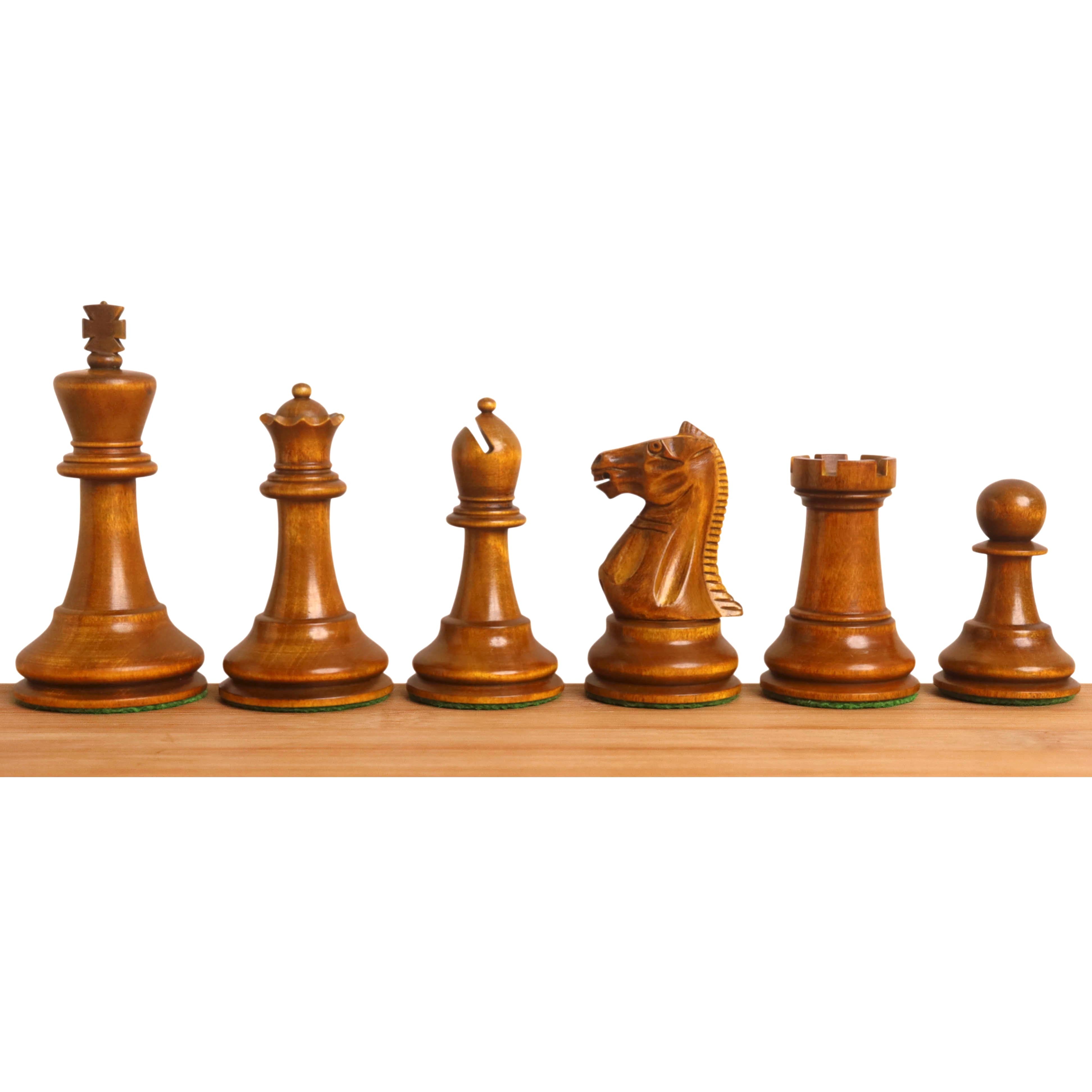 34 piece chessmen set in Ebonised Boxwood and Antiqued Boxwood