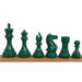 104mm king and matching chessmen in Green Painted Boxwood and White Painted Boxwood