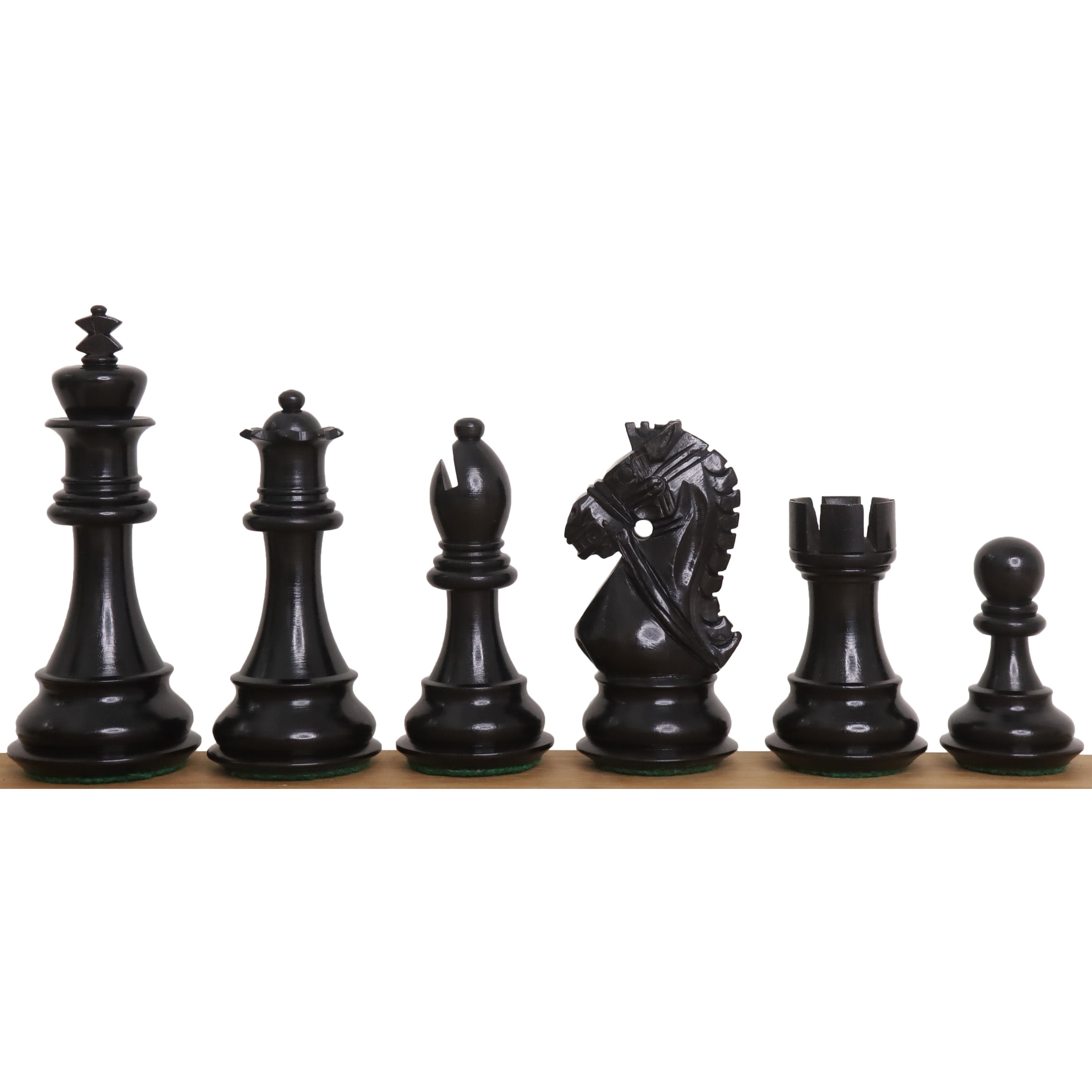 Ebony Wood and Boxwood chessmen, 101mm king