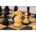 Ebonised Boxwood and Boxwood chessmen sized for 50 to 55 mm squares