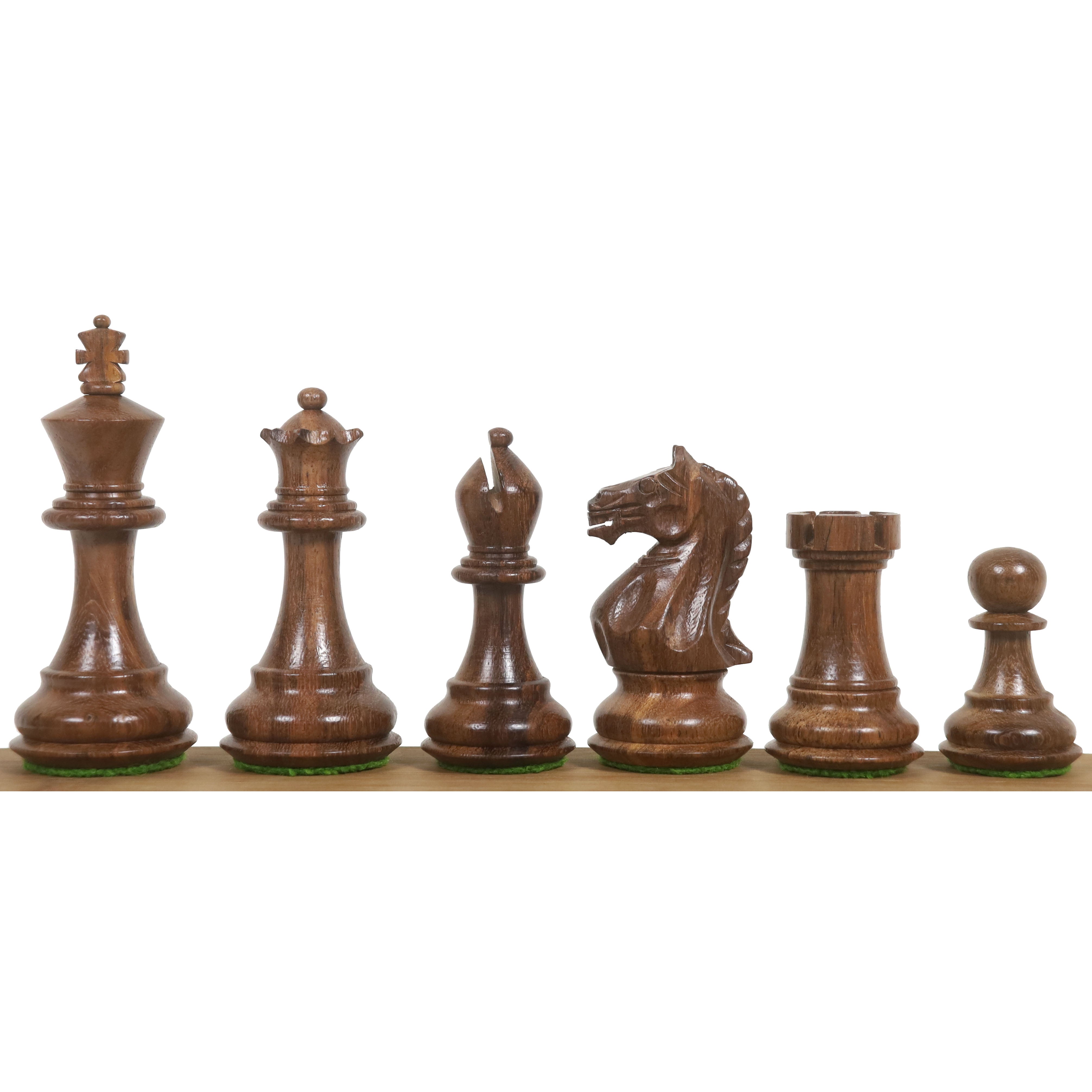 93mm king and matching chessmen in Golden Rosewood and Boxwood