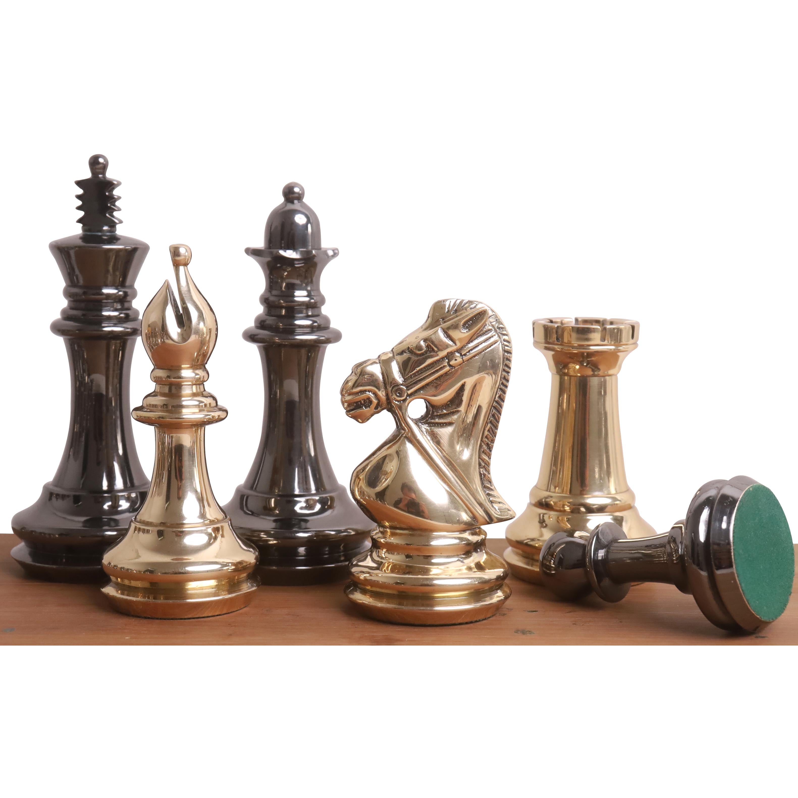 Metallic Gold and Grey chessmen with a 99mm king