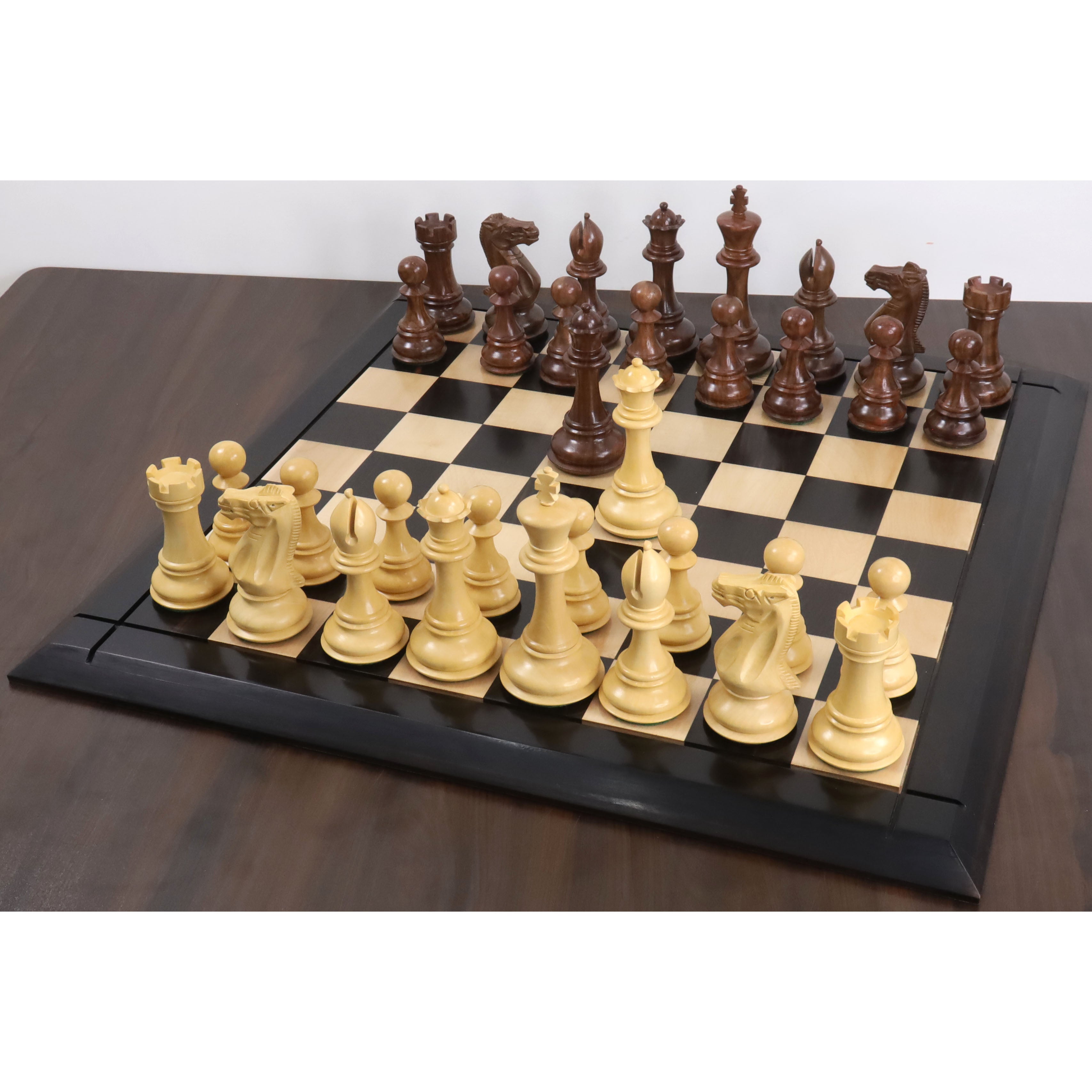 Jumbo Pro Staunton chess pieces in golden rosewood, 159mm king