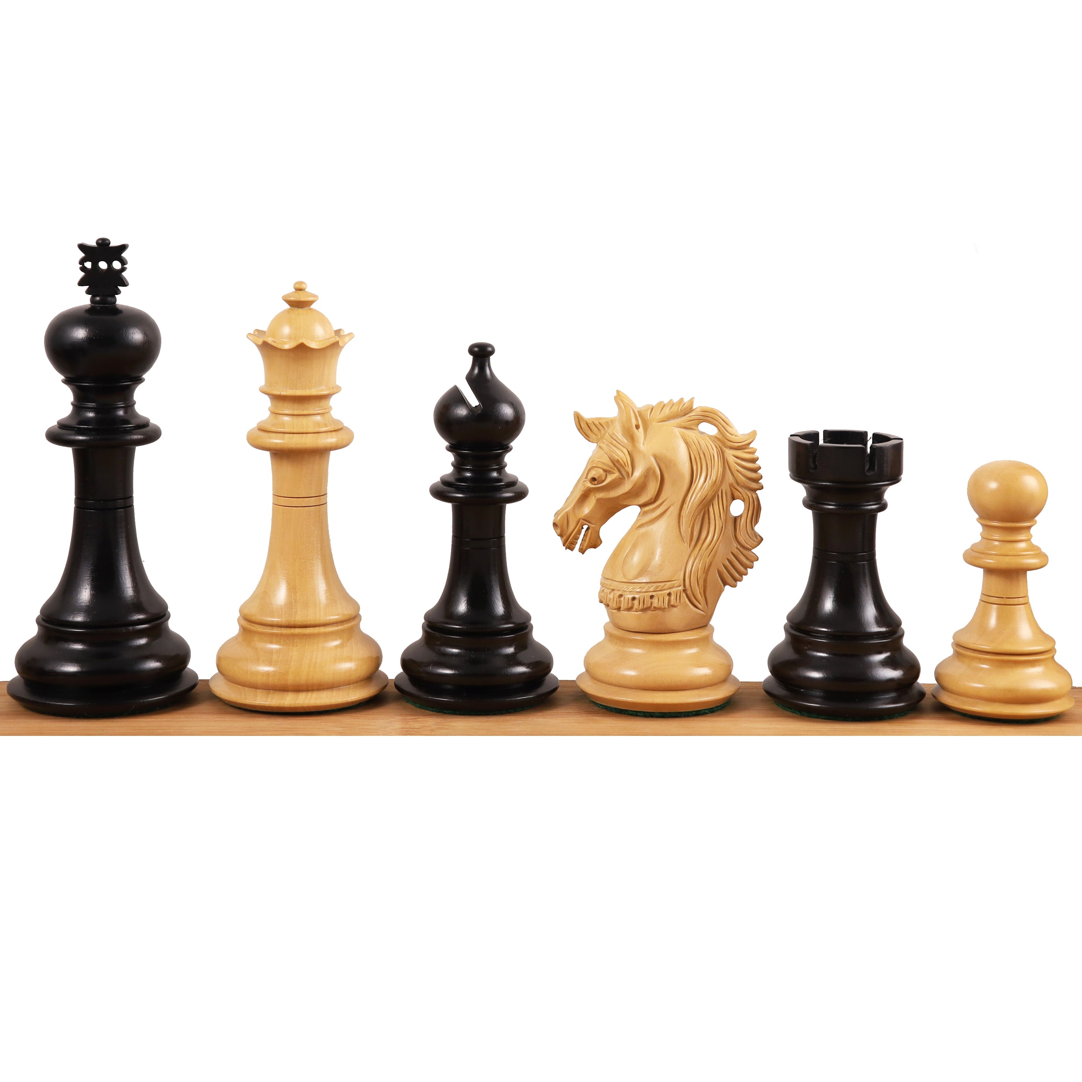 Prestige Staunton chess pieces in ebony wood, 118mm king