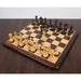 Mahogany Stained Boxwood and Boxwood chessmen, 96mm king