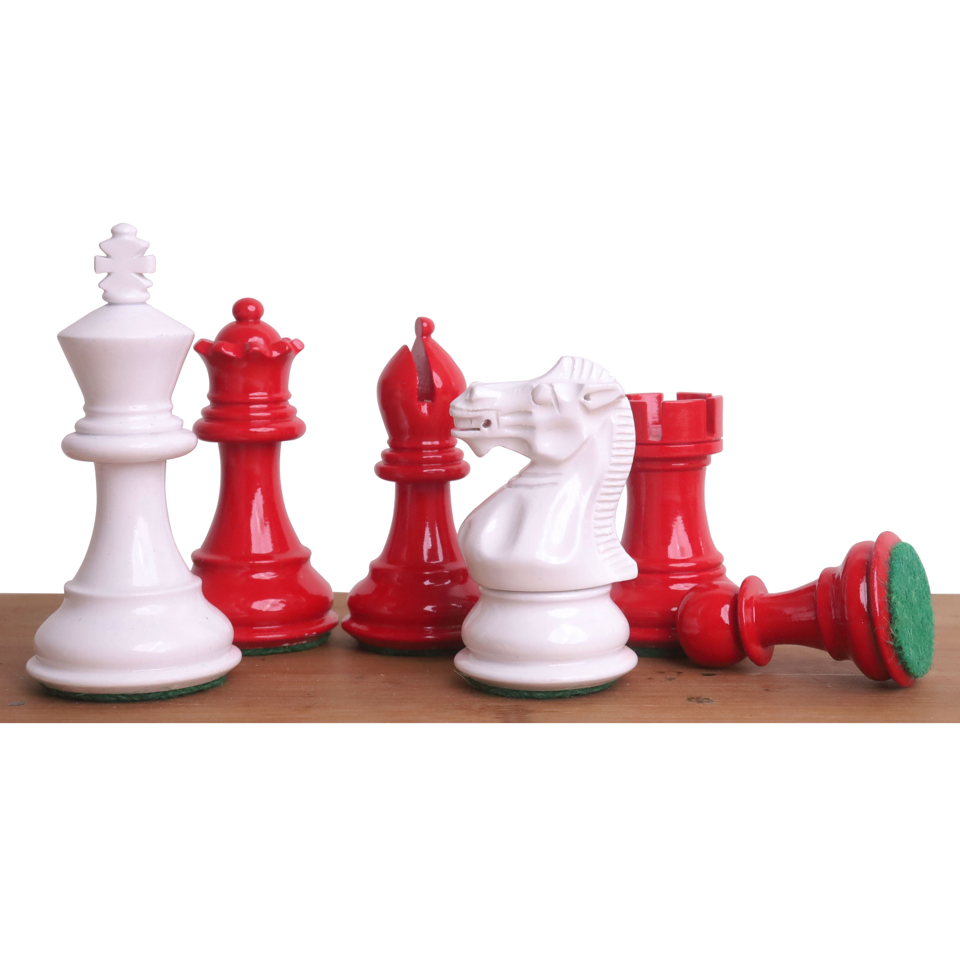 Pro Staunton Red & White Painted Boxwood 76mm Chess Pieces
