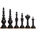 Turkish Tower Pre-Staunton chess pieces in black & white camel bone, 118mm king