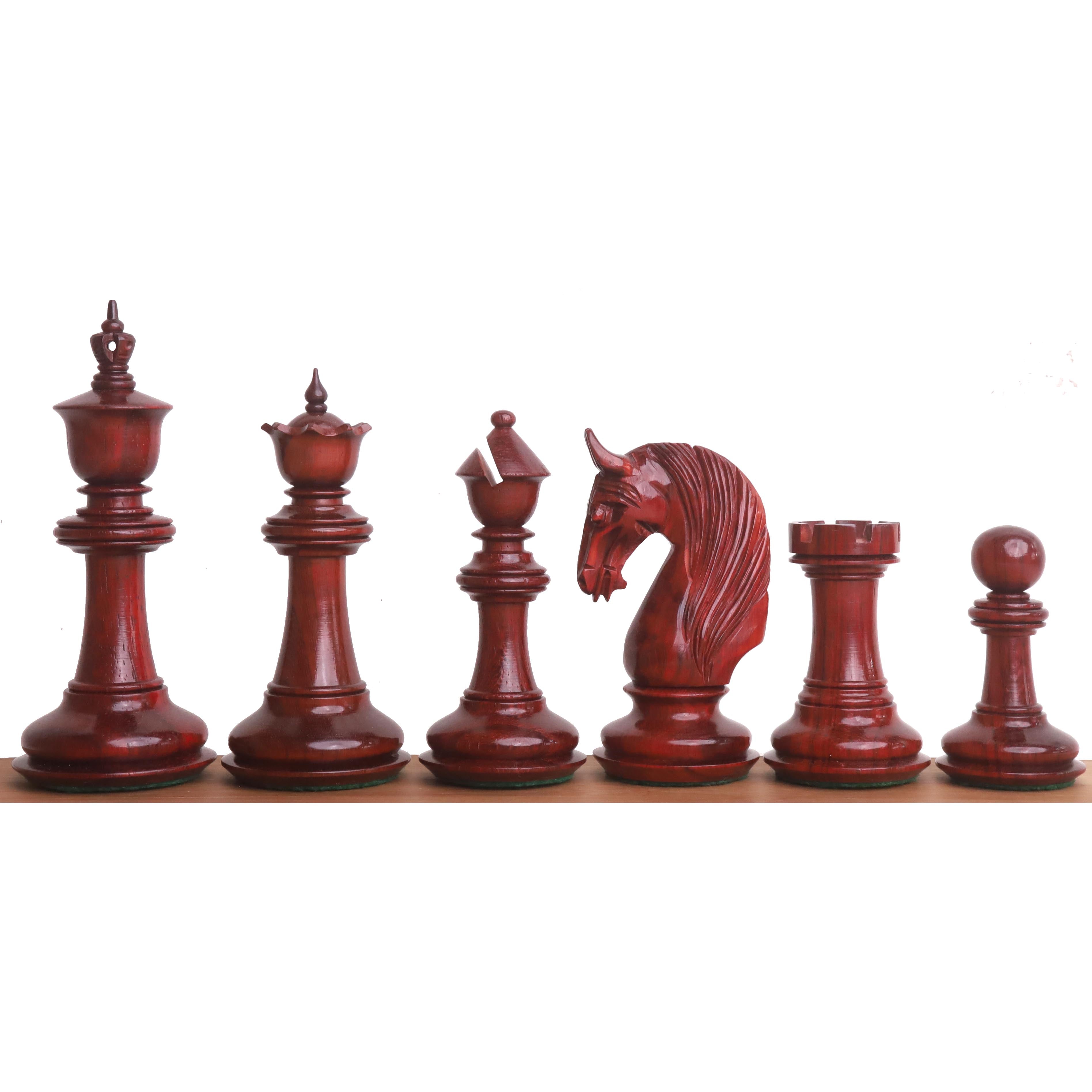 Bath Staunton chess pieces in bud rosewood, 118mm king