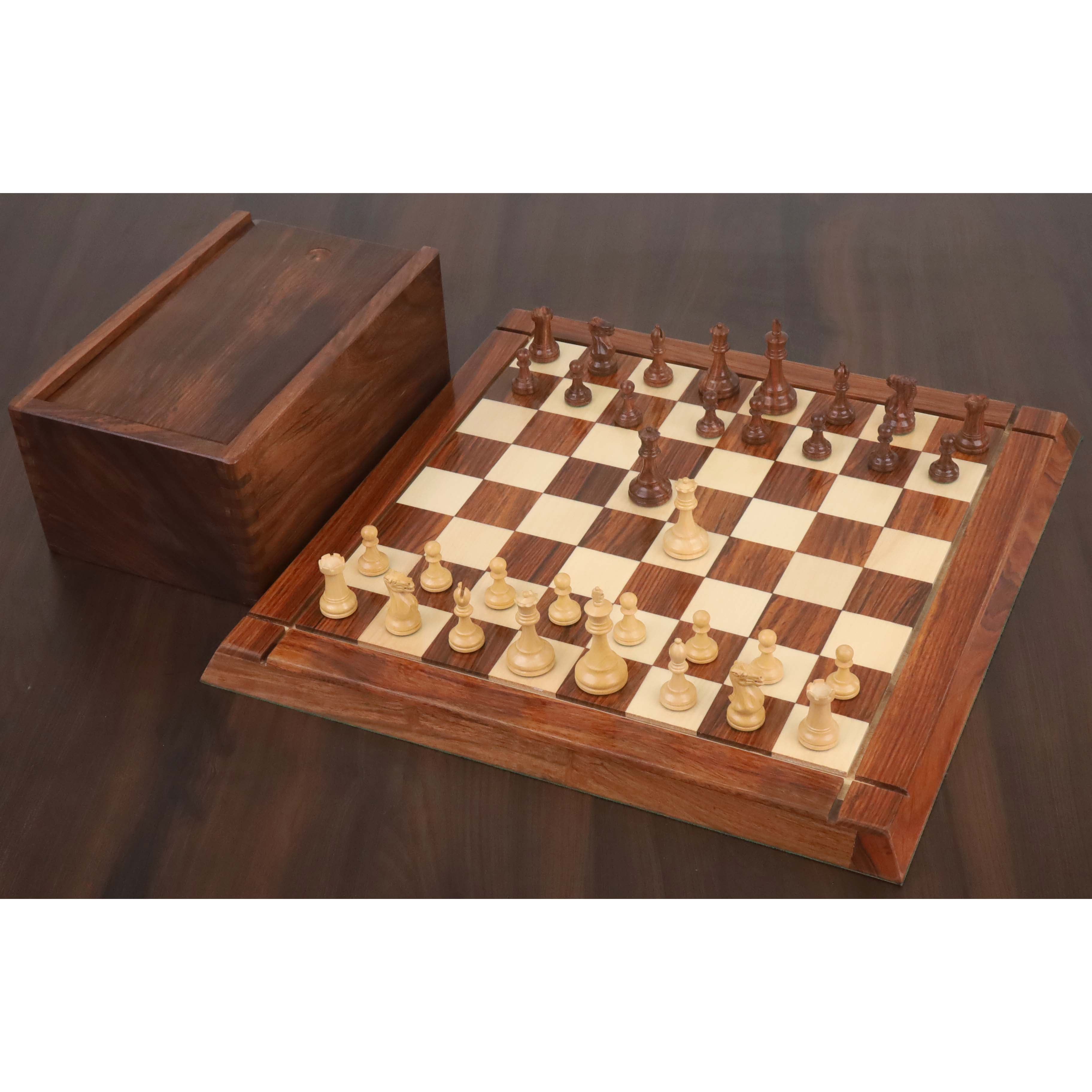 34 piece golden rosewood chessmen set
