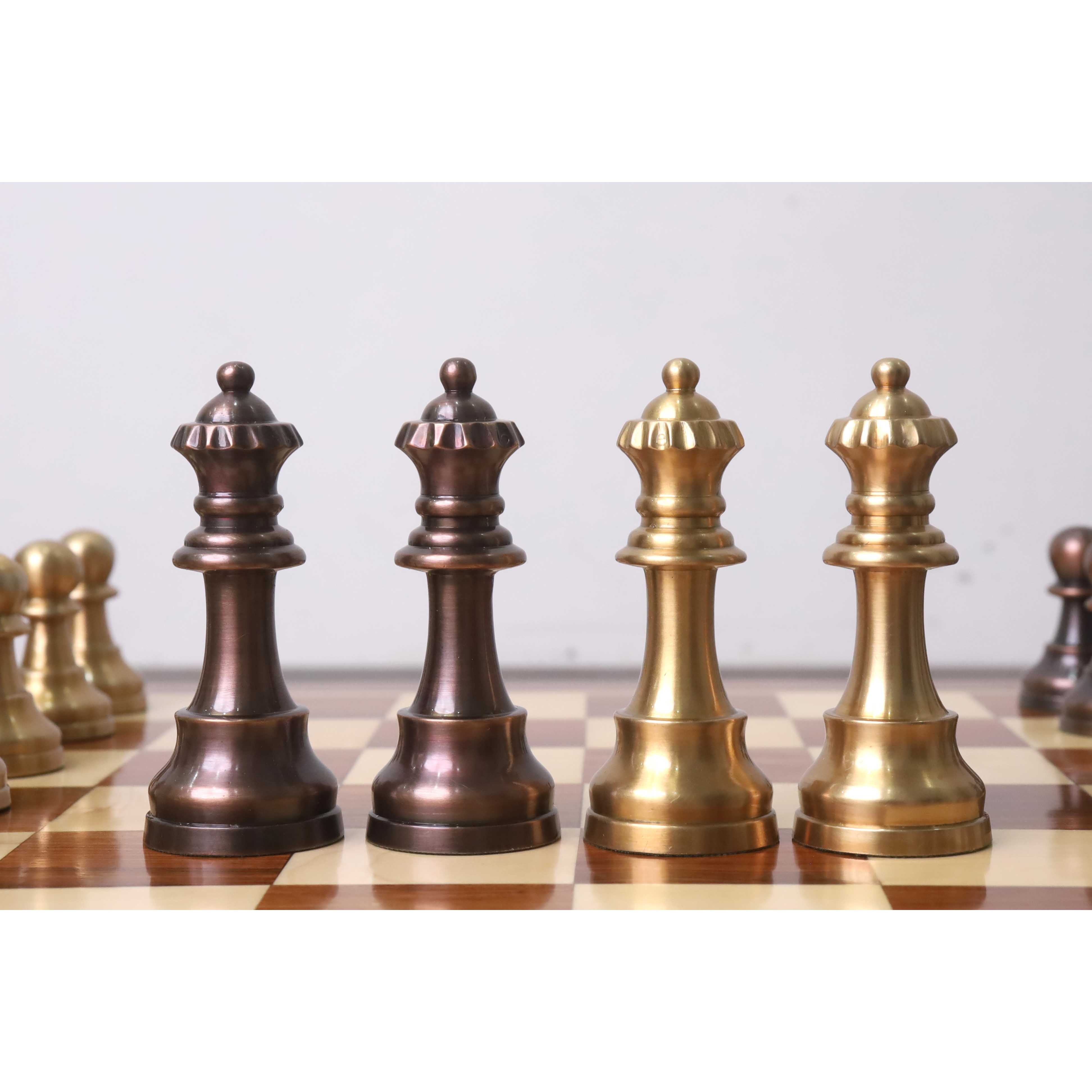 34 piece copper antiqued and matte gold chessmen set