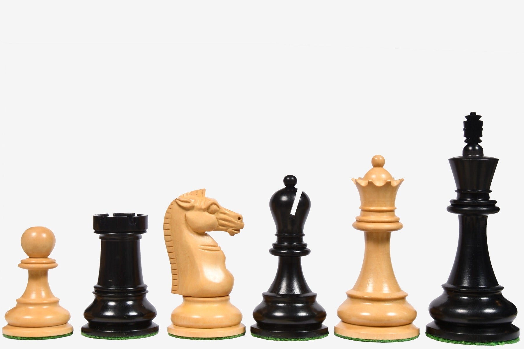 Sterling Chess BCC Staunton Double Collared chess pieces in genuine ebony and boxwood, 106mm king