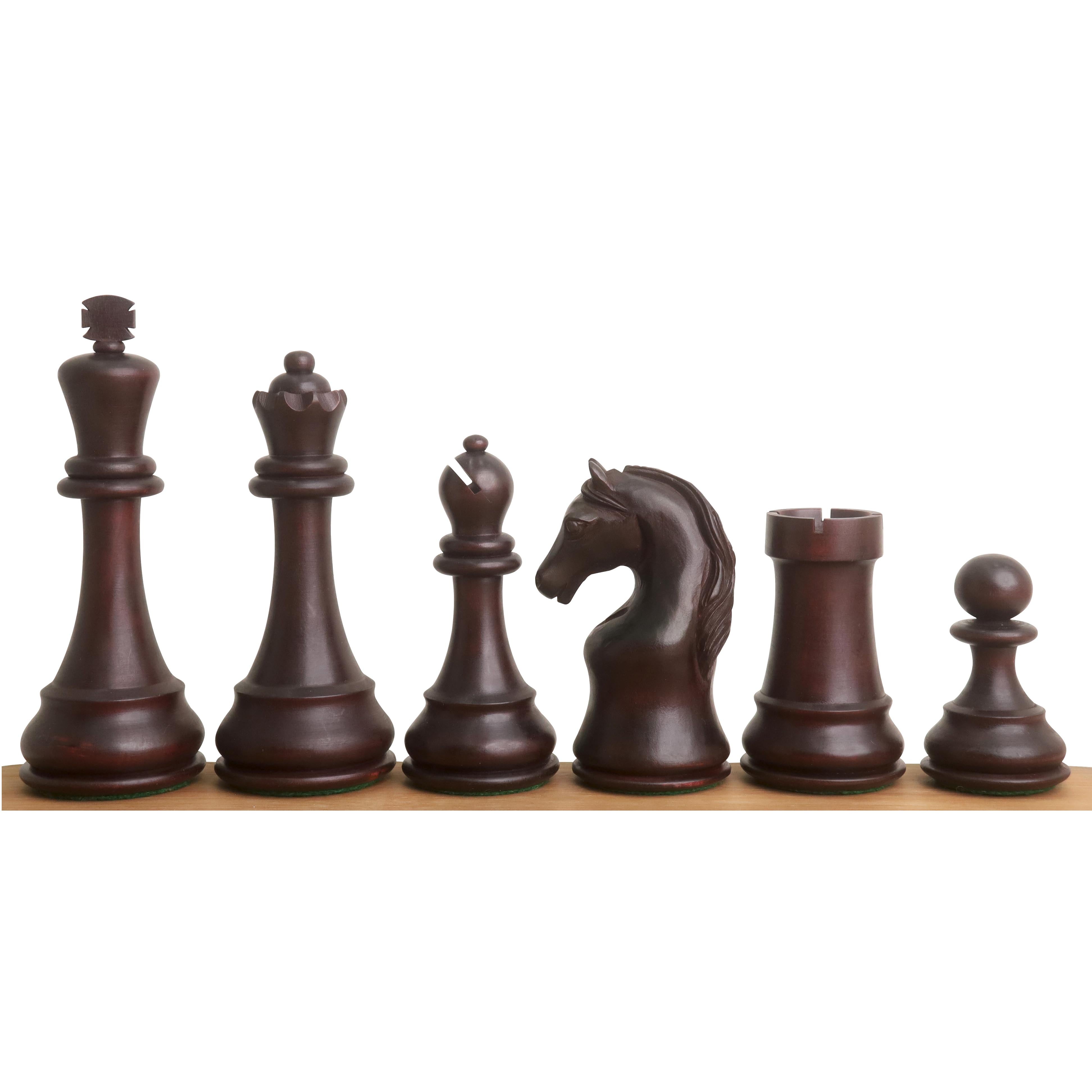 34 piece chessmen set in Mahogany Stained Boxwood and Boxwood