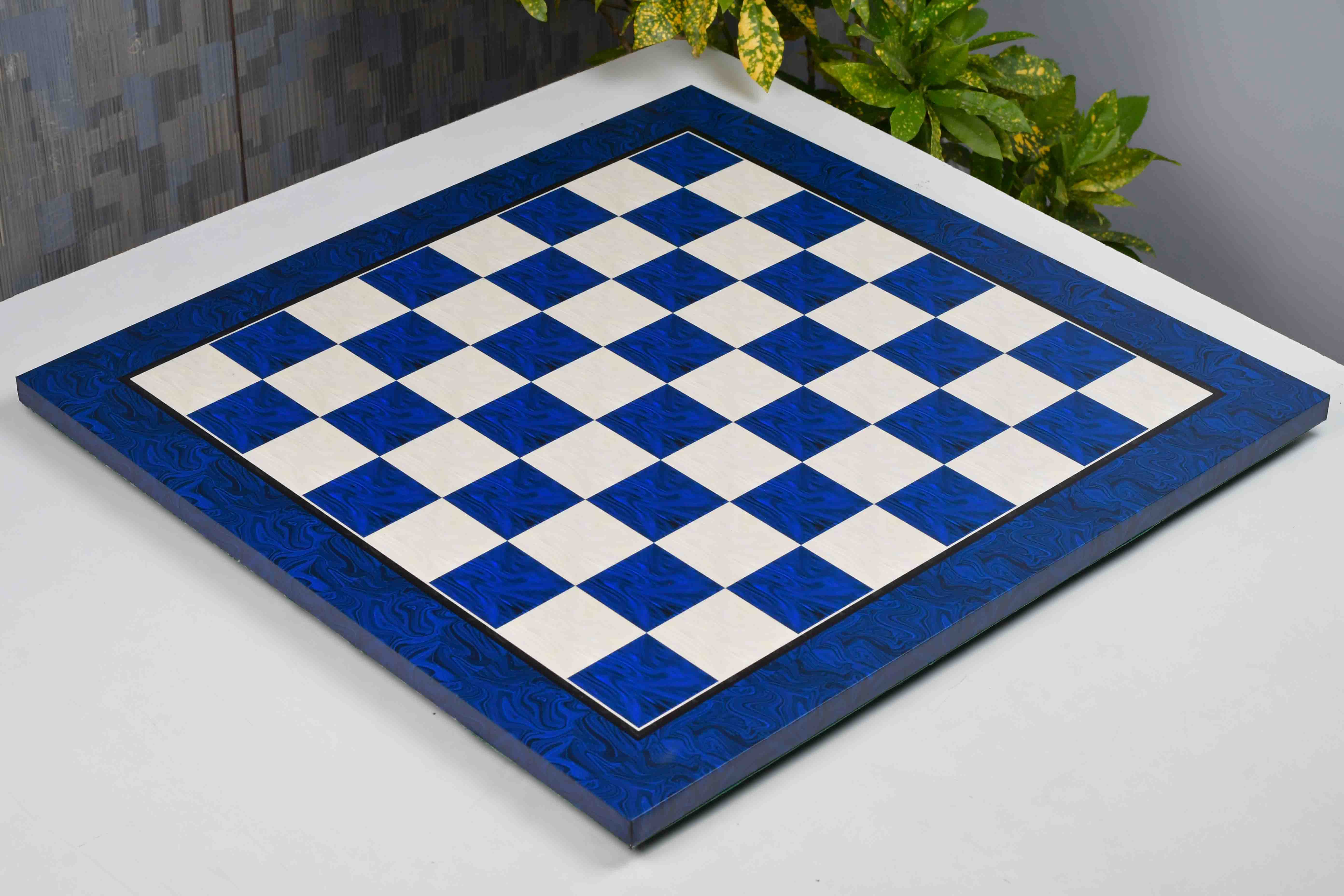 Blue burl chess board, close detail of the surface