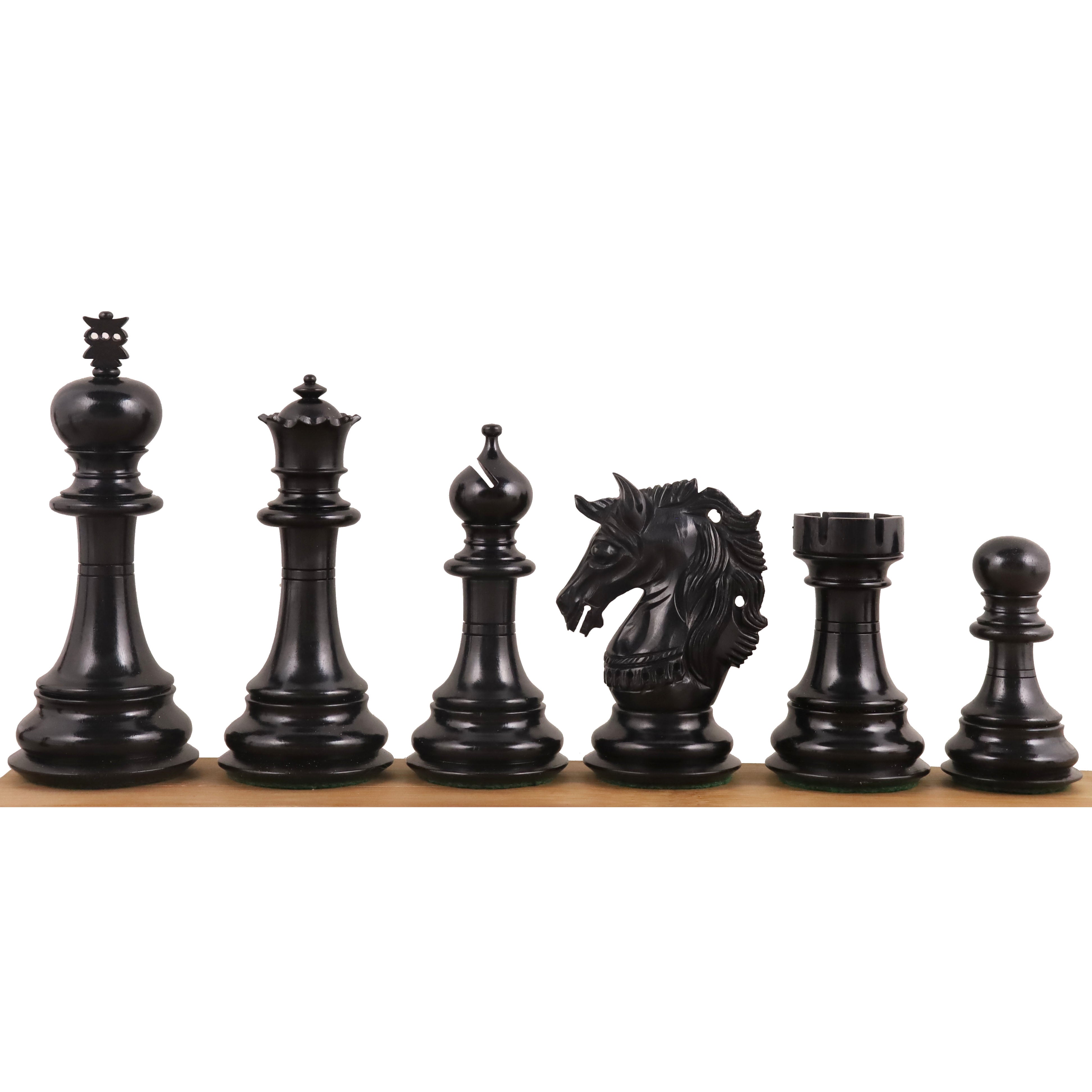 Prestige Staunton chess pieces in bud rosewood & ebony wood, 118mm king