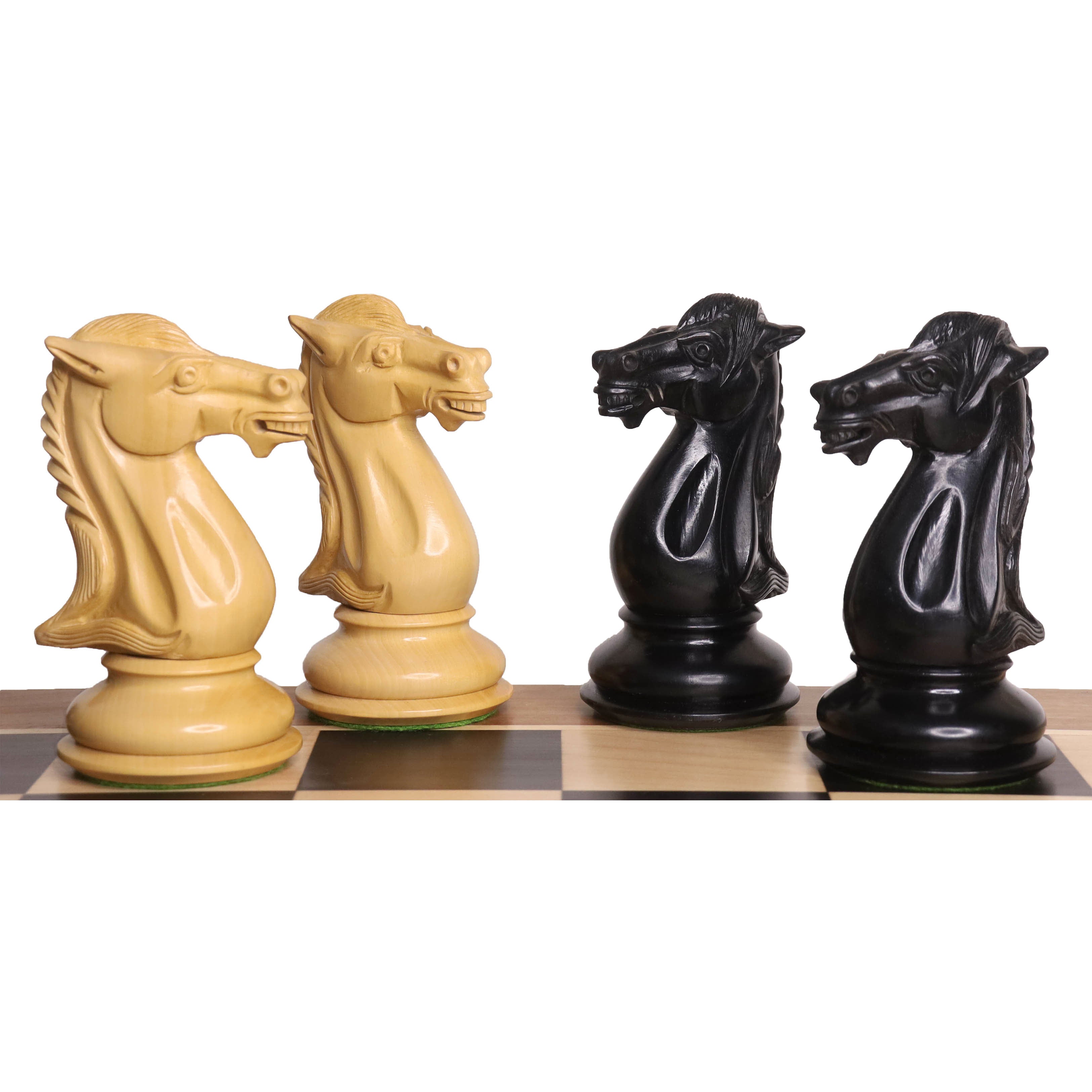 Mammoth Staunton chess pieces in ebony wood, 156mm king