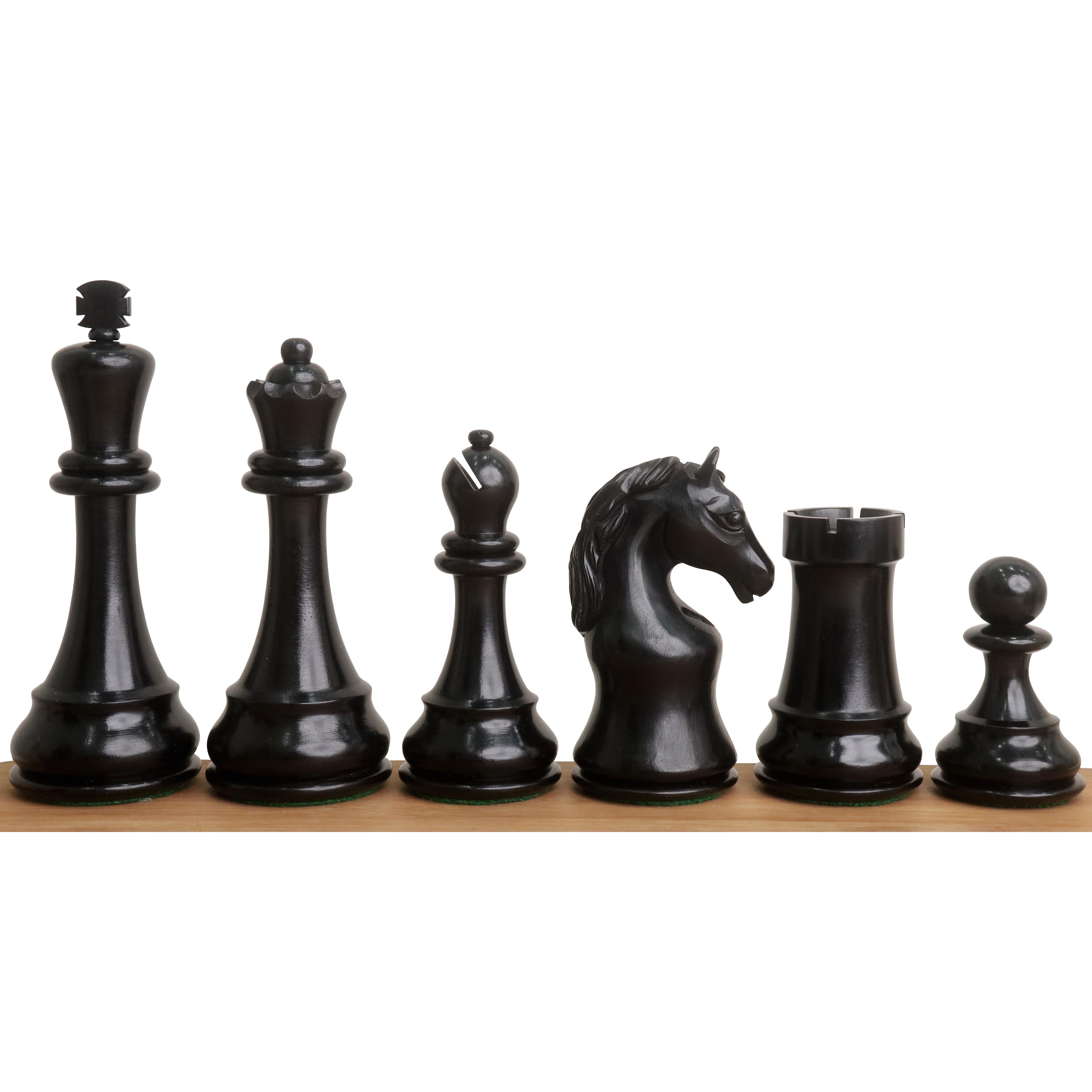 34 piece chessmen set in Ebony Wood and Boxwood