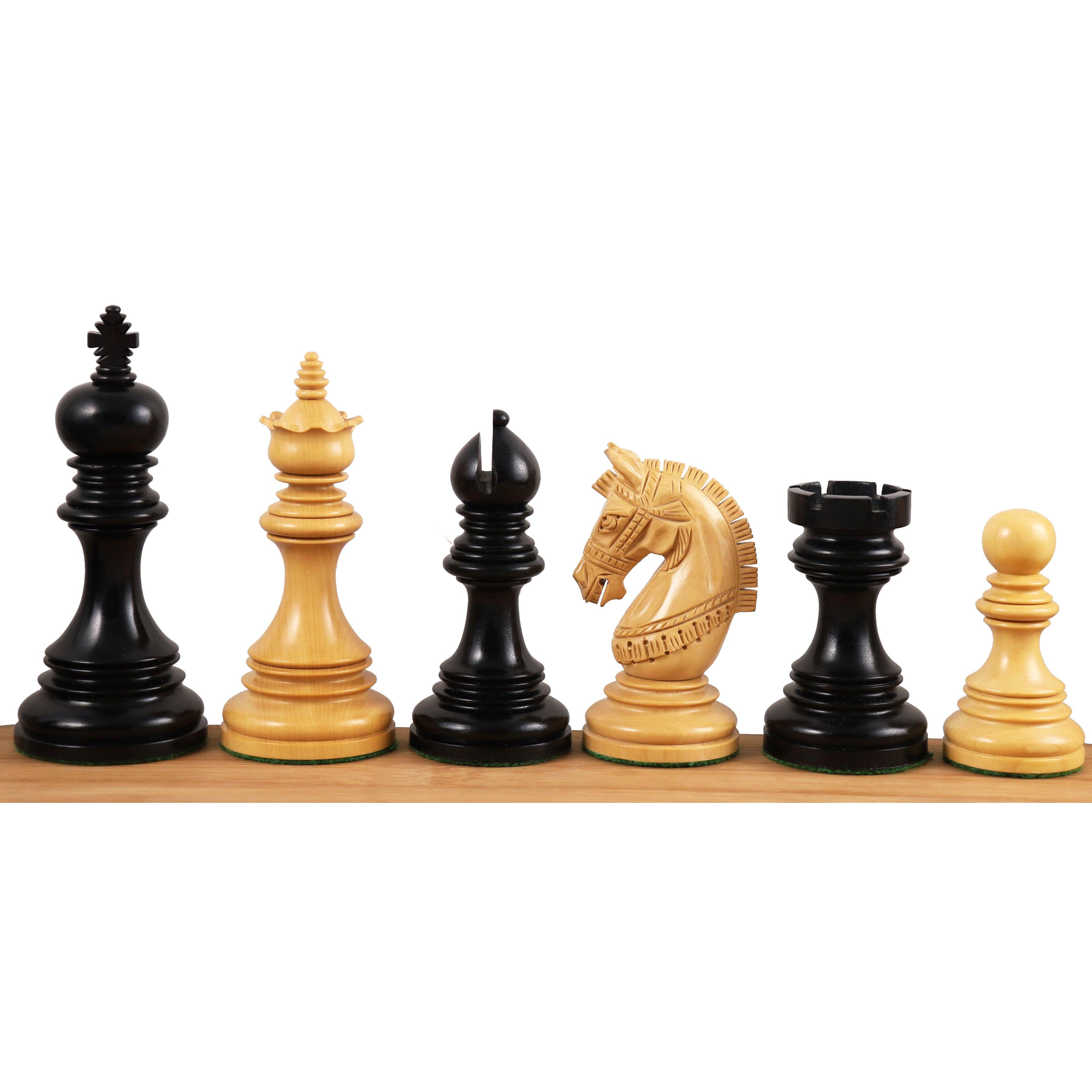 Stallion Staunton chess pieces in ebony, 105mm king