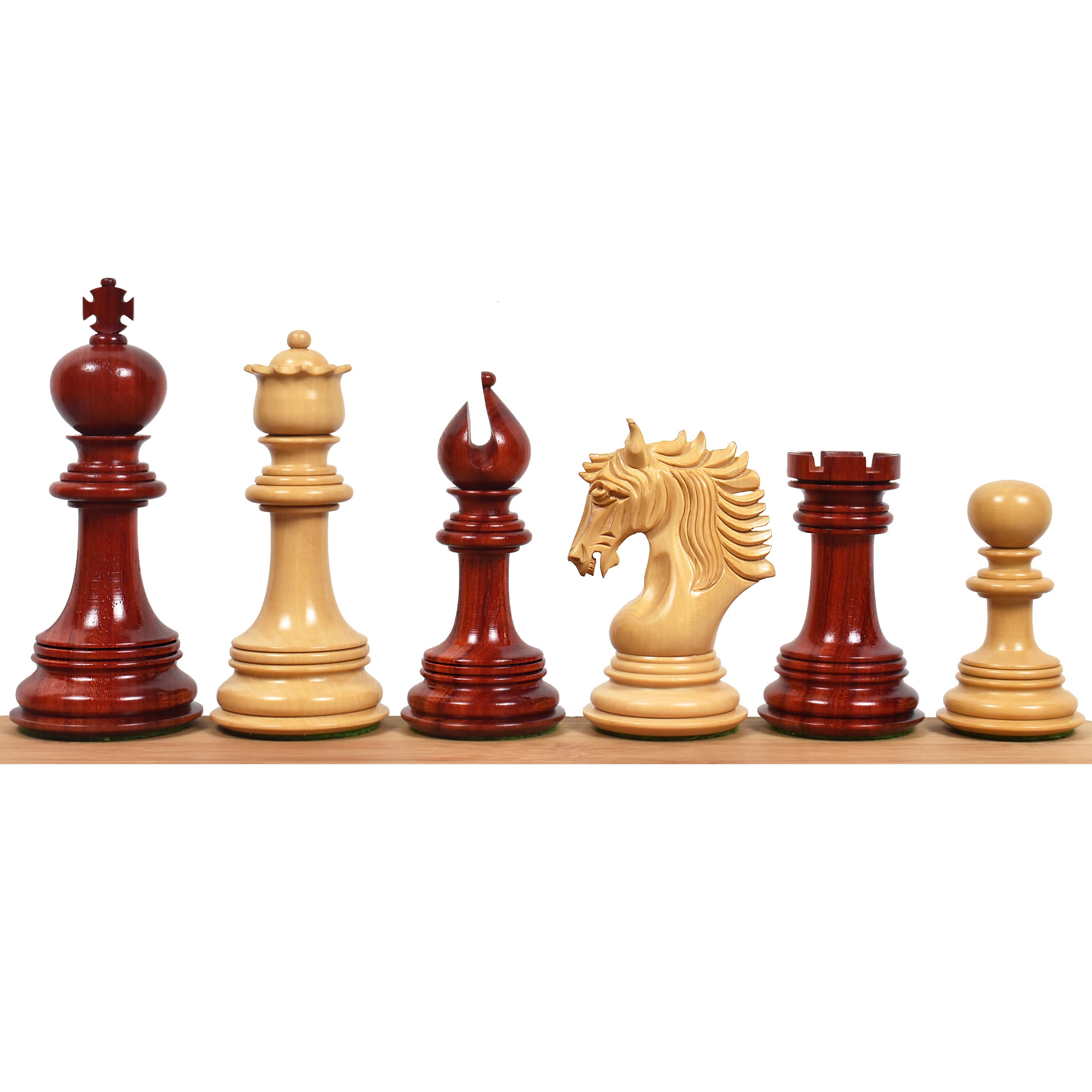 Arthur Staunton chess pieces in bud rosewood, 116mm king