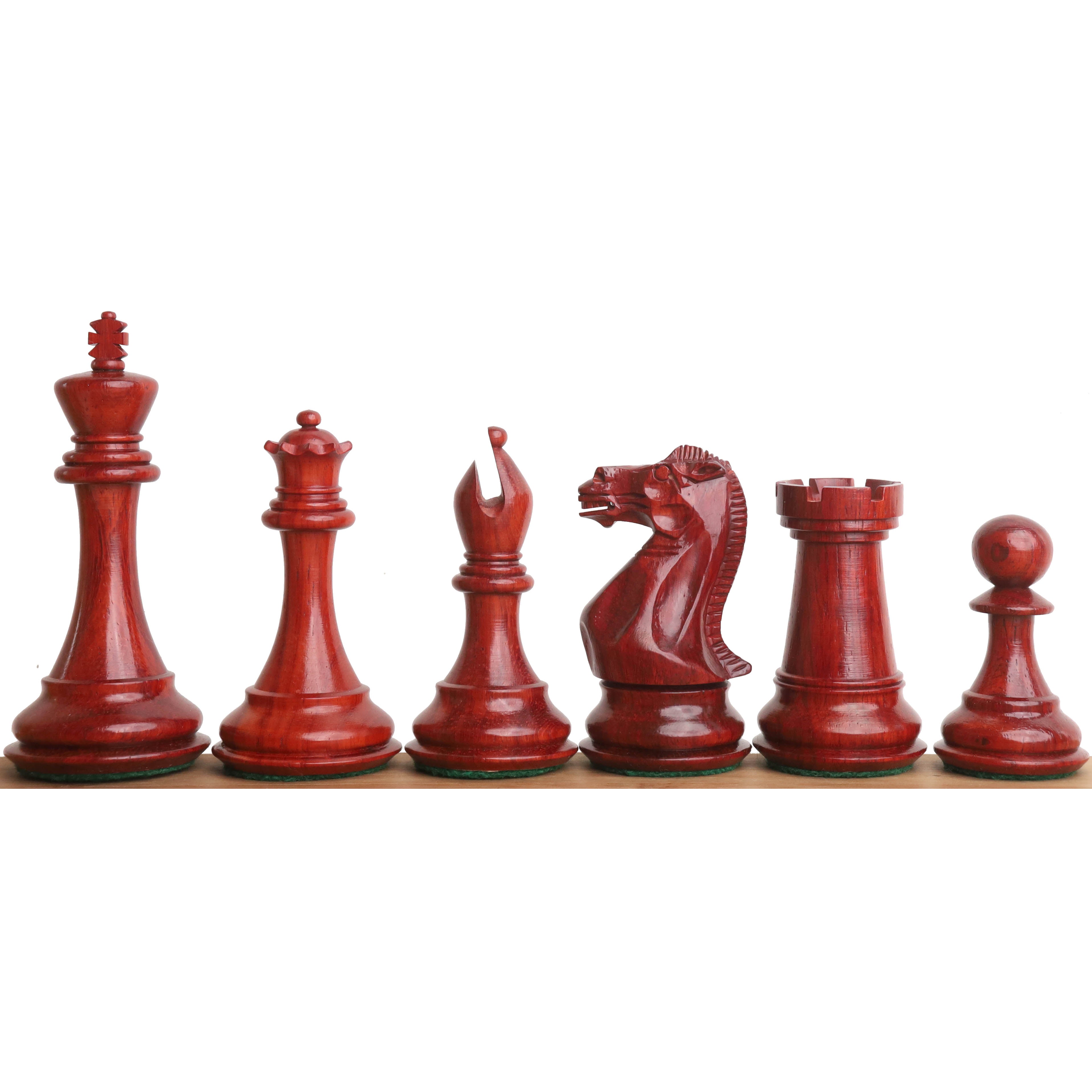 Bud Rosewood (African Padauk) and Boxwood chessmen, 102mm king