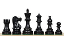 Smokey Staunton chess pieces, ebonised and natural boxwood, hand carved in India