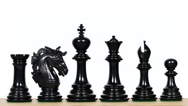 Crown Heritage Series Staunton chess pieces, ebony and natural boxwood, hand carved in India