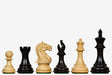 Sterling Chess Fierce Knight Staunton chess pieces in ebonised wood and boxwood, 89mm king