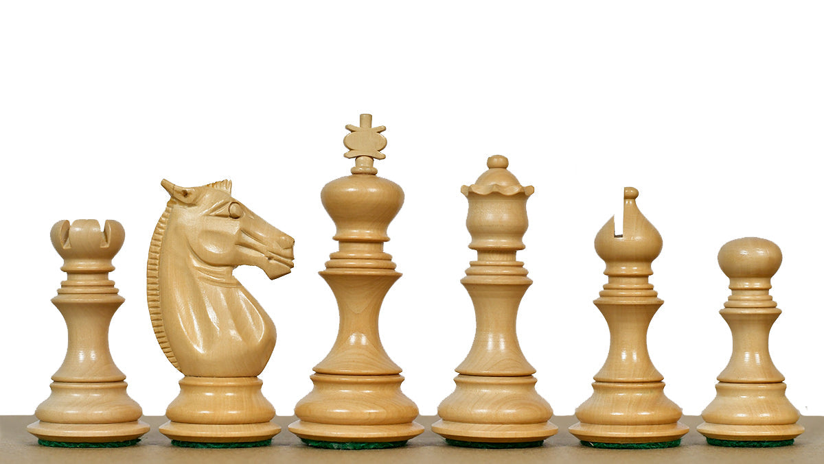 Ebony chess pieces with a 80mm king and weighted felted bases