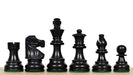 French Lardy Compact chess pieces, ebonised and natural boxwood, hand carved in India