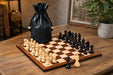 Sterling Chess German Knight chess set in ebonised and natural boxwood, 76mm king