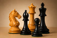Knight carving detail on the Ancient Indian Warrior Staunton chess pieces in genuine ebony and antiqued boxwood