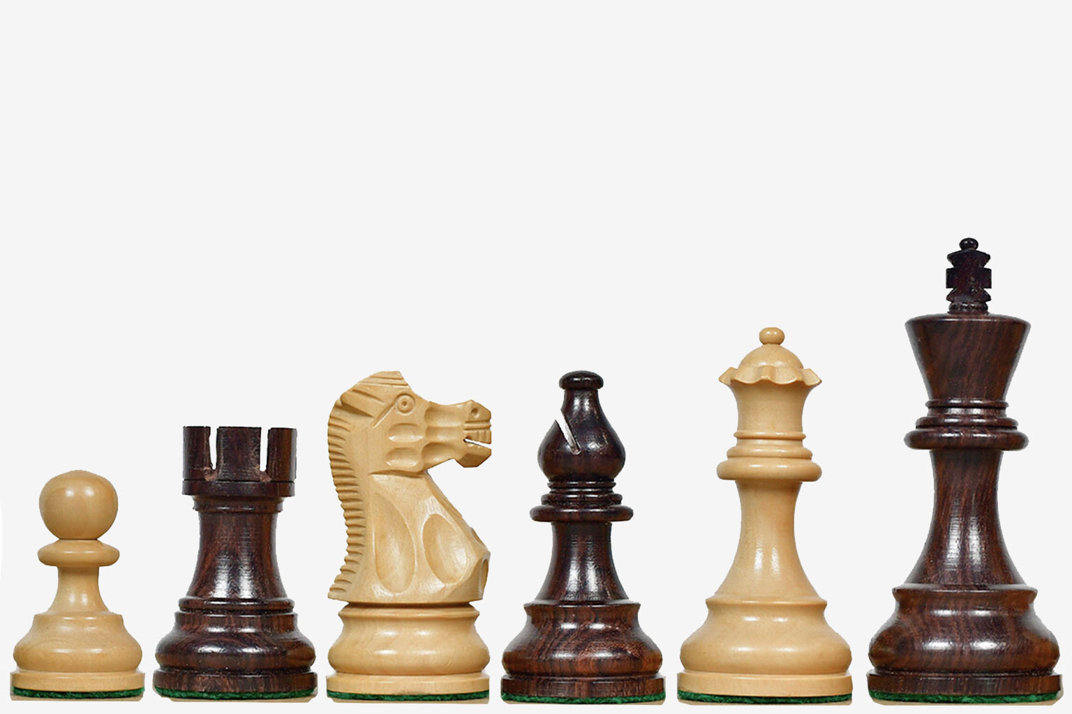 Sterling Chess Smokey Staunton chess pieces in rosewood and boxwood, 97mm king